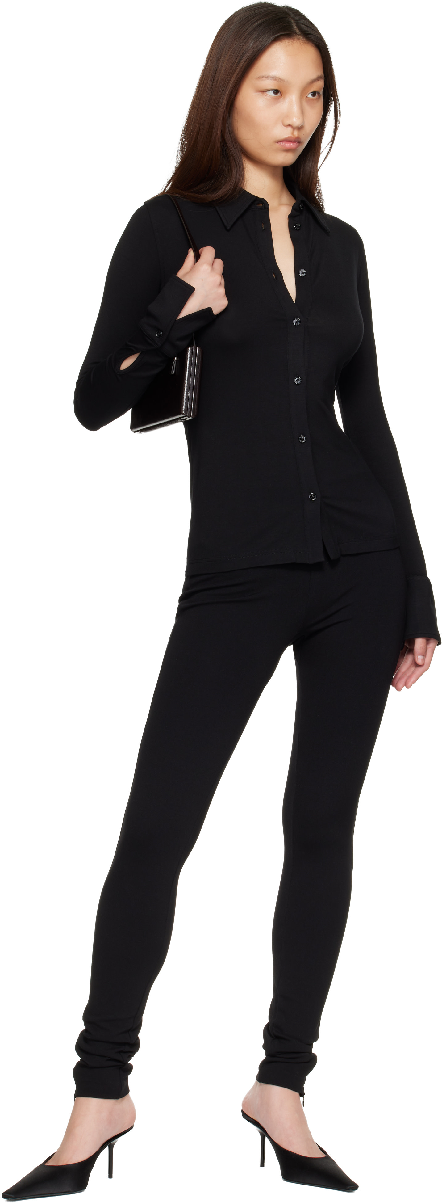 TOTEME: Black Zip Leggings | SSENSE