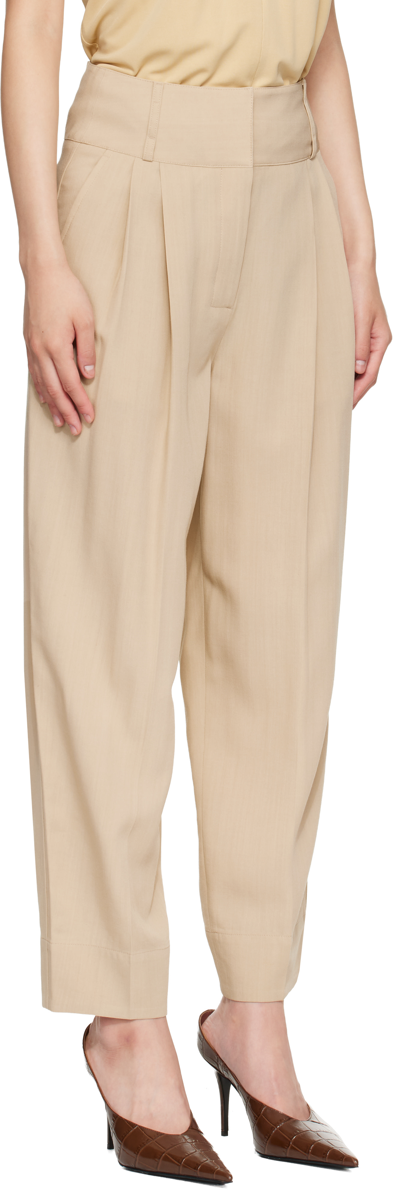TOTEME - Pantalon beige à plis