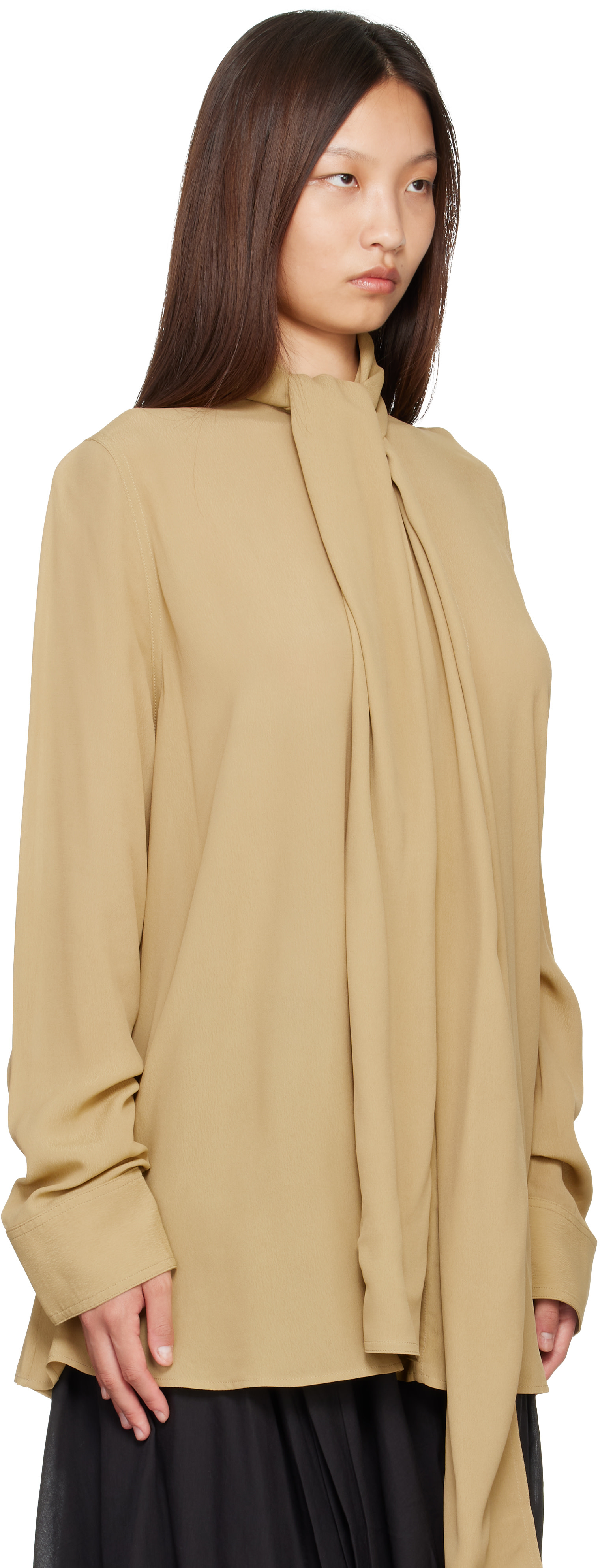 TOTEME - Chemisier beige drapé à écharpe