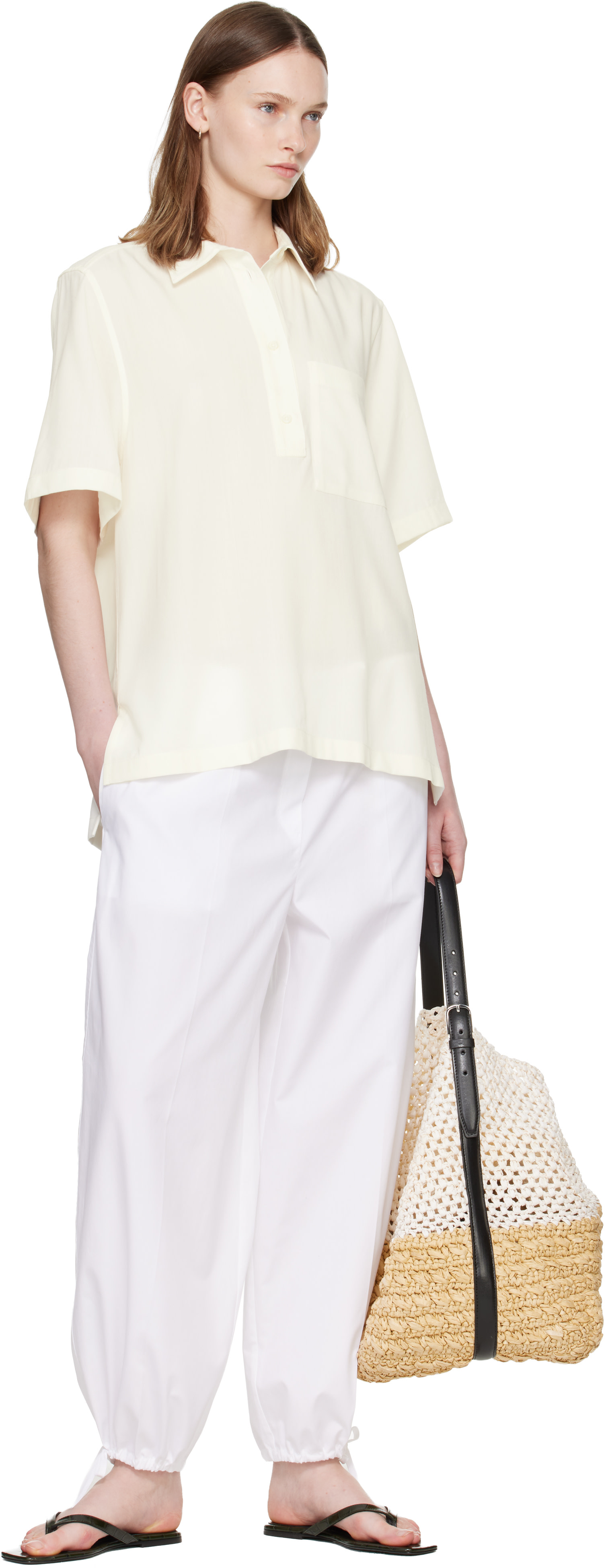 TOTEME - Polo Fluid blanc cassé