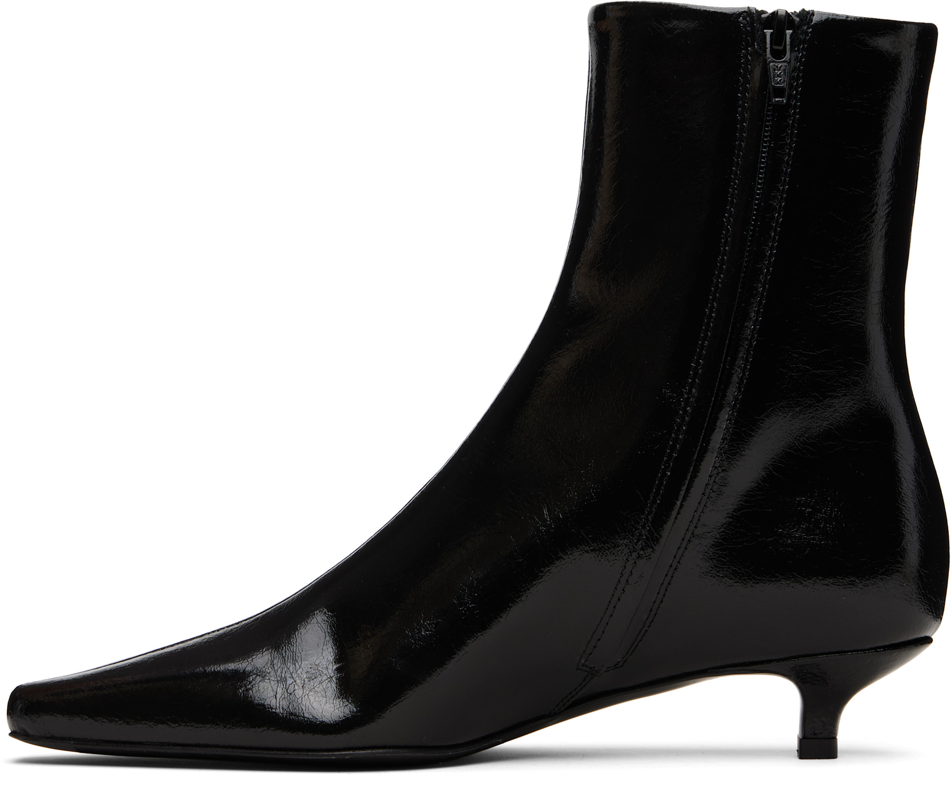 TOTEME: Black Slim Naplack Ankle Boots | SSENSE