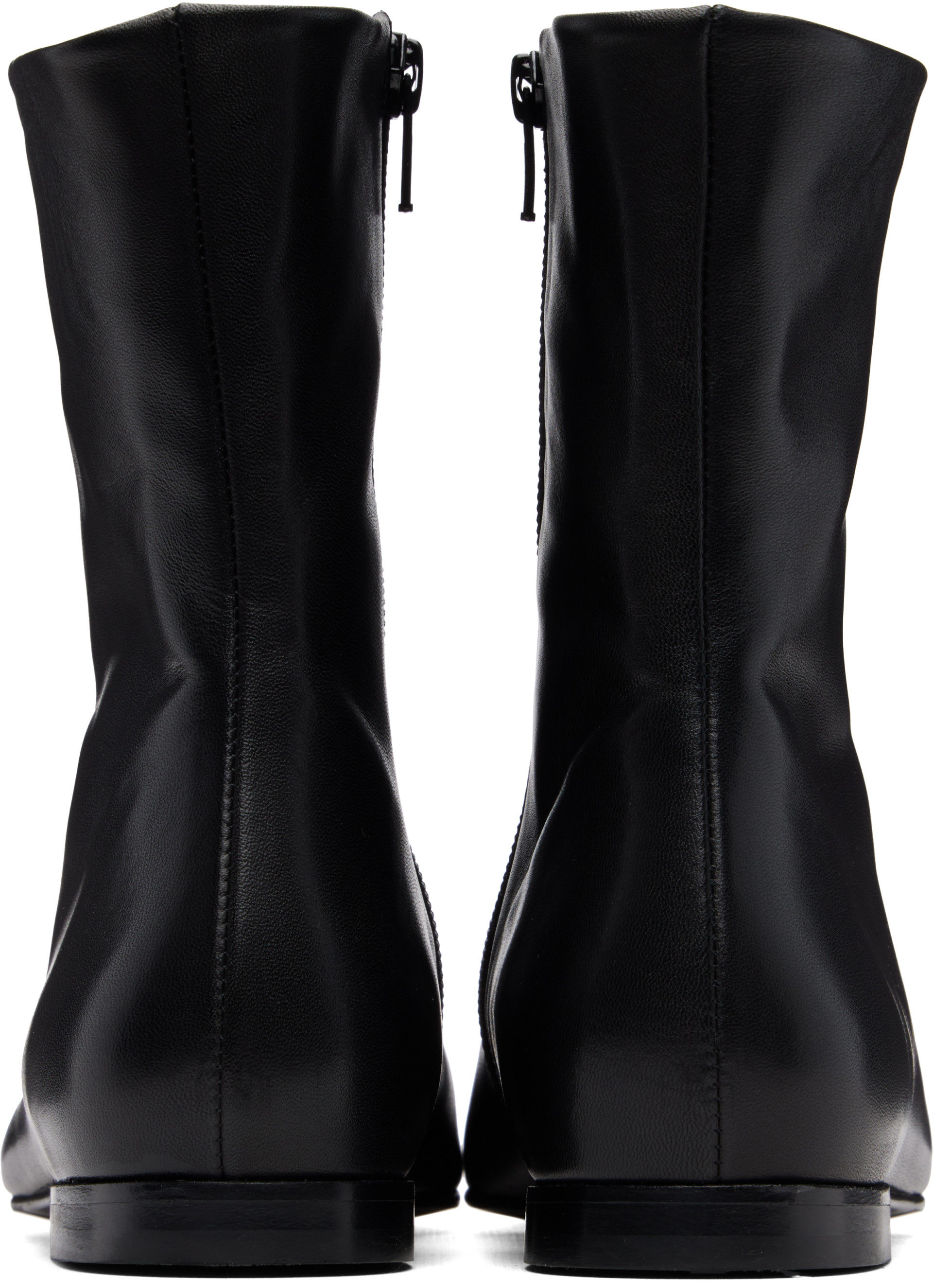 TOTEME: Black Zip Leather Chelsea Boots | SSENSE