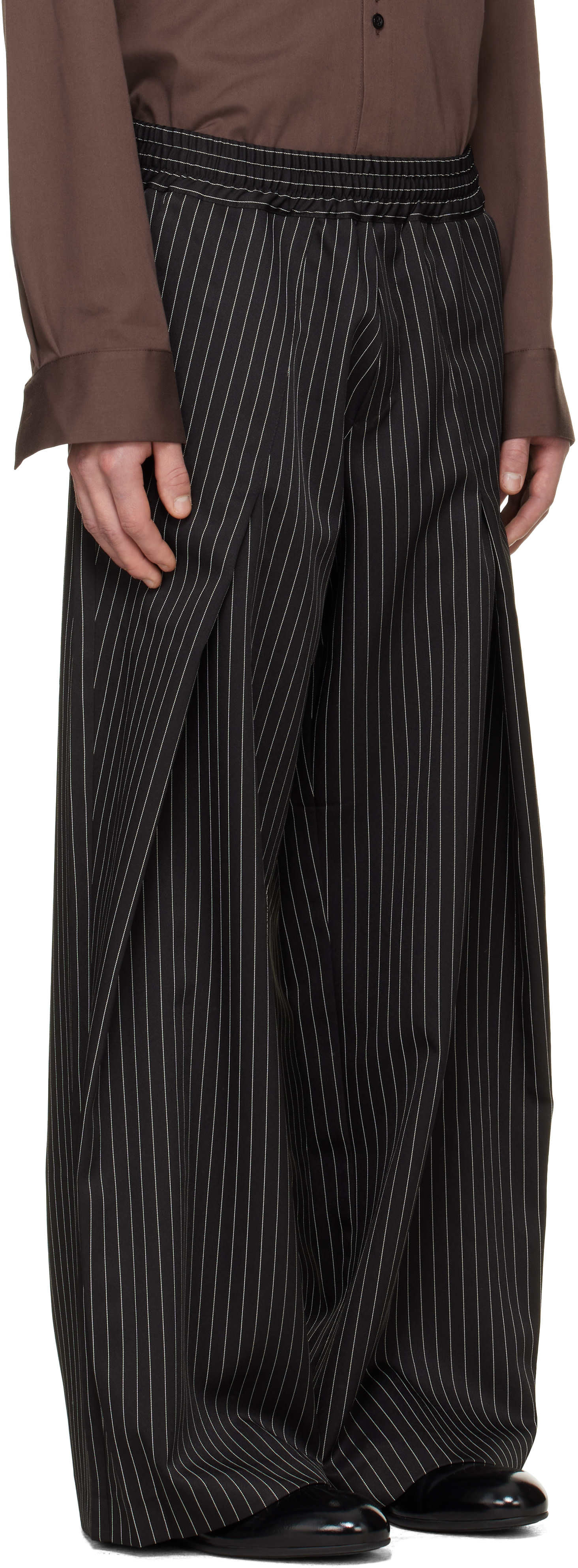 a.v. vattev - Black Diagonal Pleated Trousers