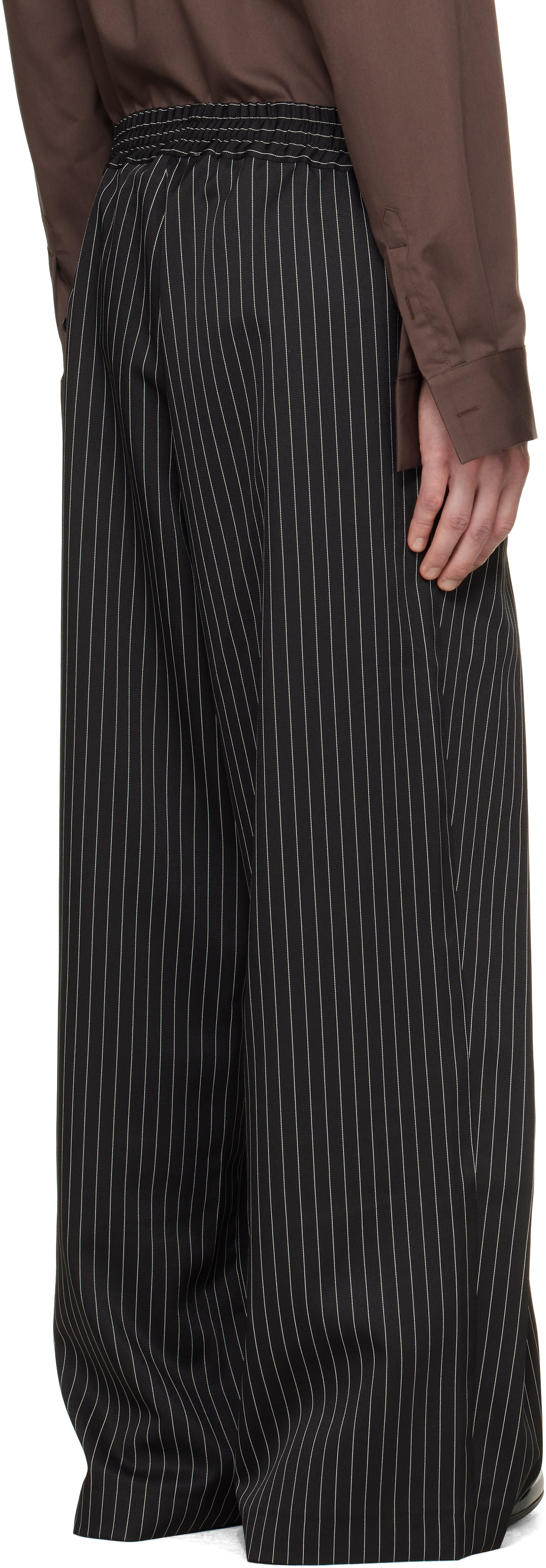 a.v. vattev - Black Diagonal Pleated Trousers