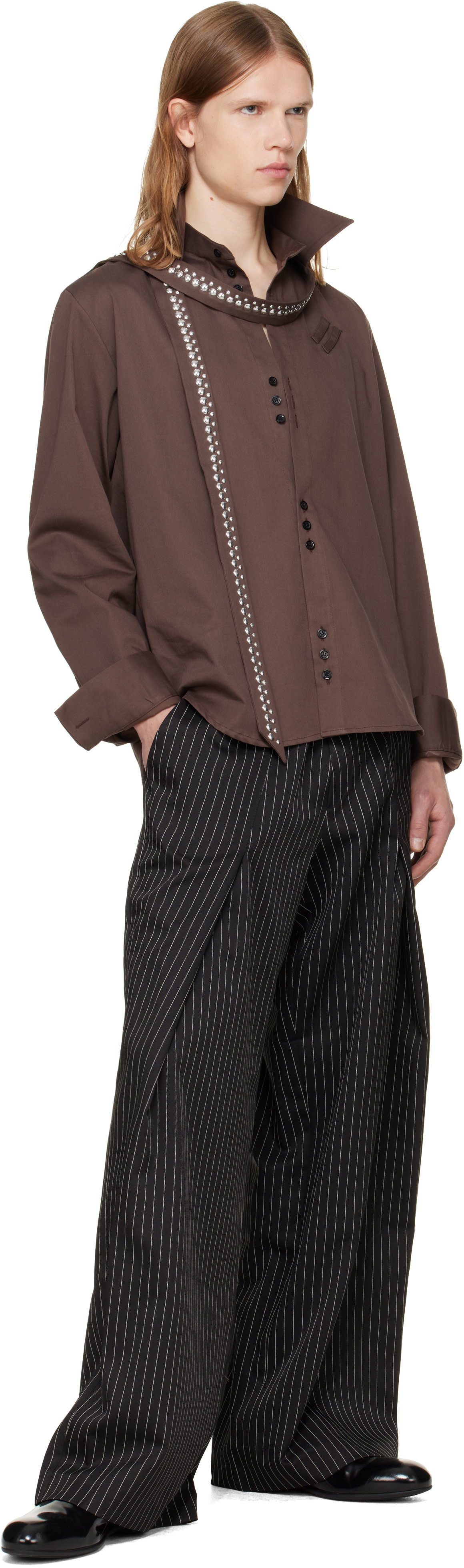 a.v. vattev - Black Diagonal Pleated Trousers