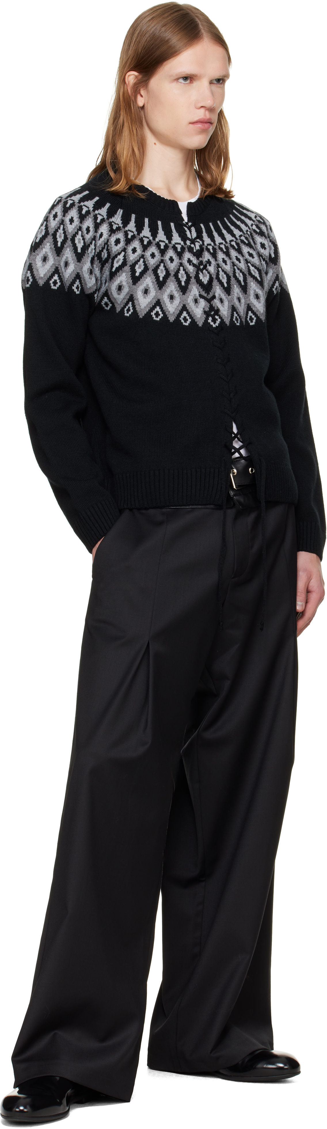 a.v. vattev: Black Fair Isle Viper Cardigan | SSENSE United Kingdom