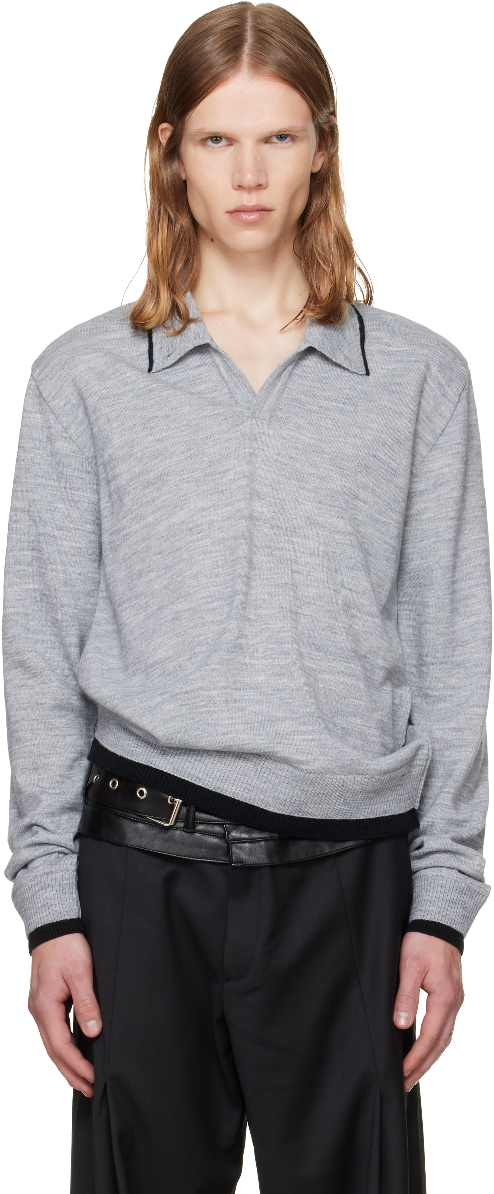 a.v. vattev - Gray High-Neck Wool Polo