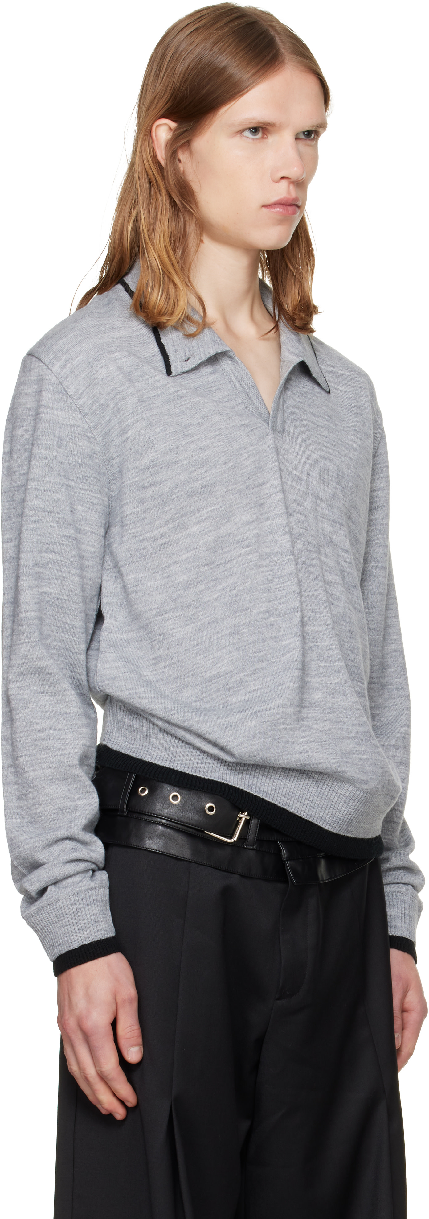 a.v. vattev - Gray High-Neck Wool Polo