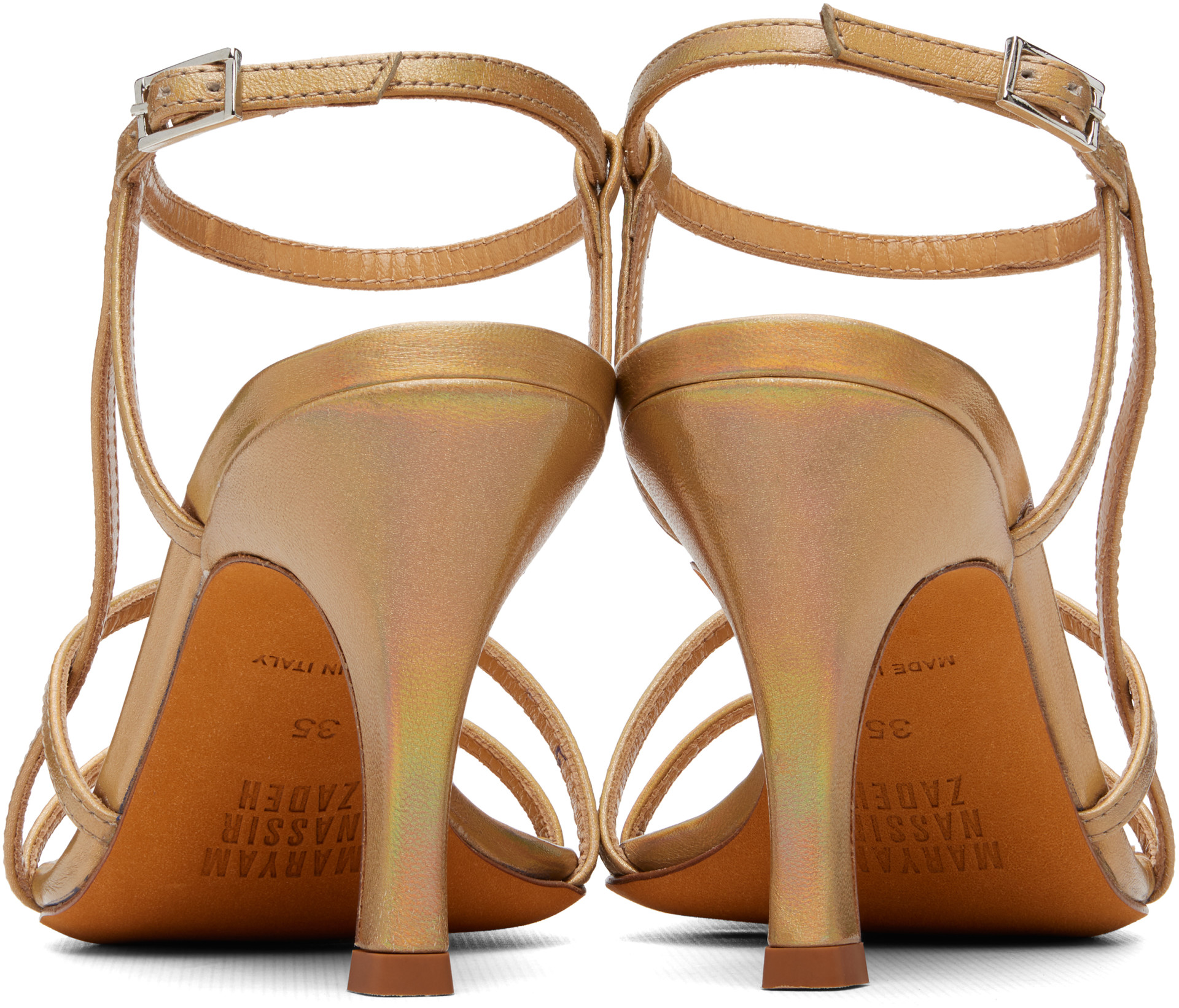 Maryam Nassir Zadeh サンダル　38 Maryam Nassir Zadeh: Gold Irene Heeled Sandals | SSENSE