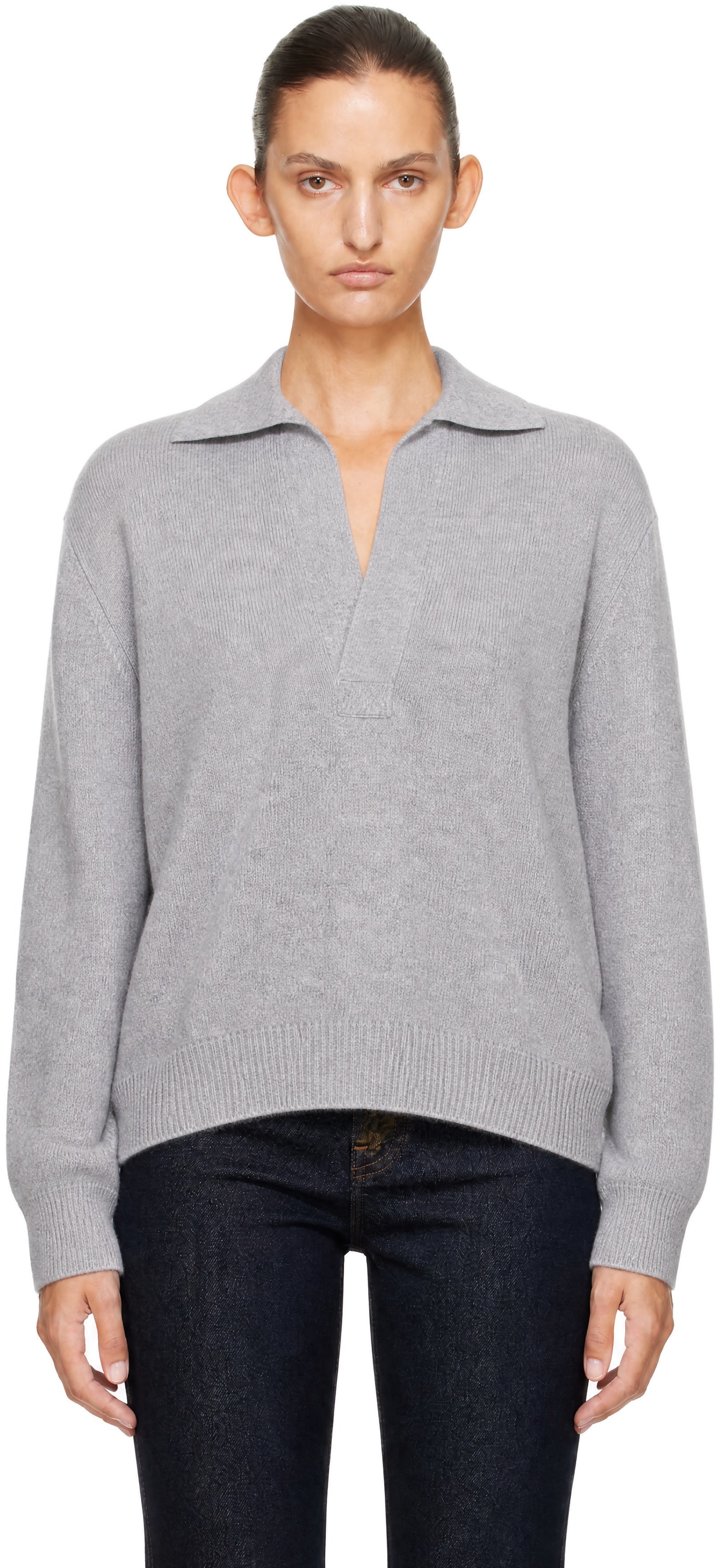 Victoria Beckham - Pull de style polo Genevieve gris