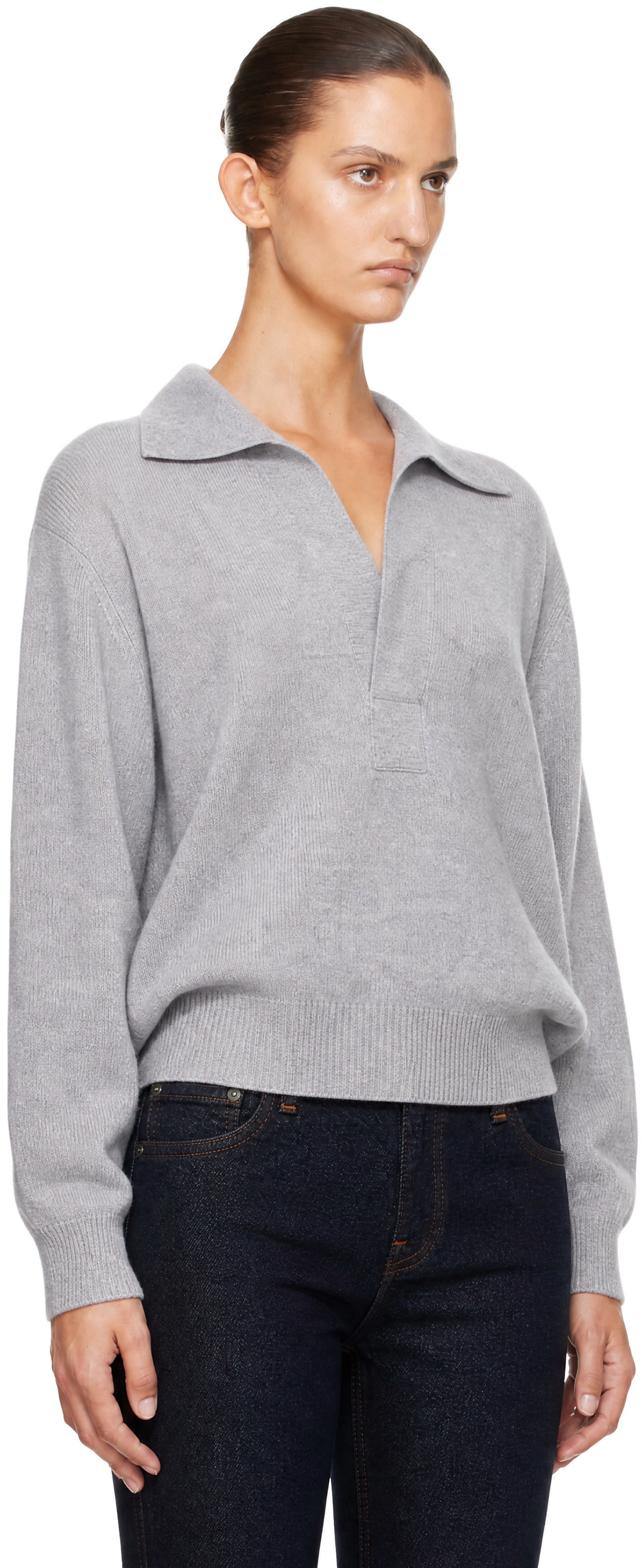 Victoria Beckham - Pull de style polo Genevieve gris
