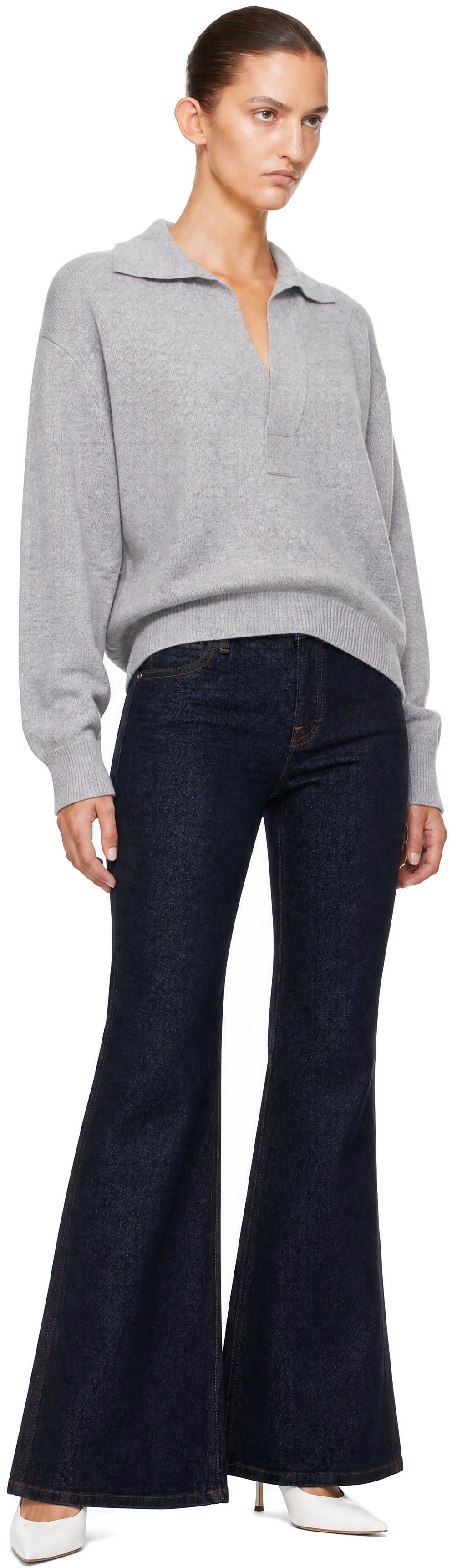 Victoria Beckham - Pull de style polo Genevieve gris