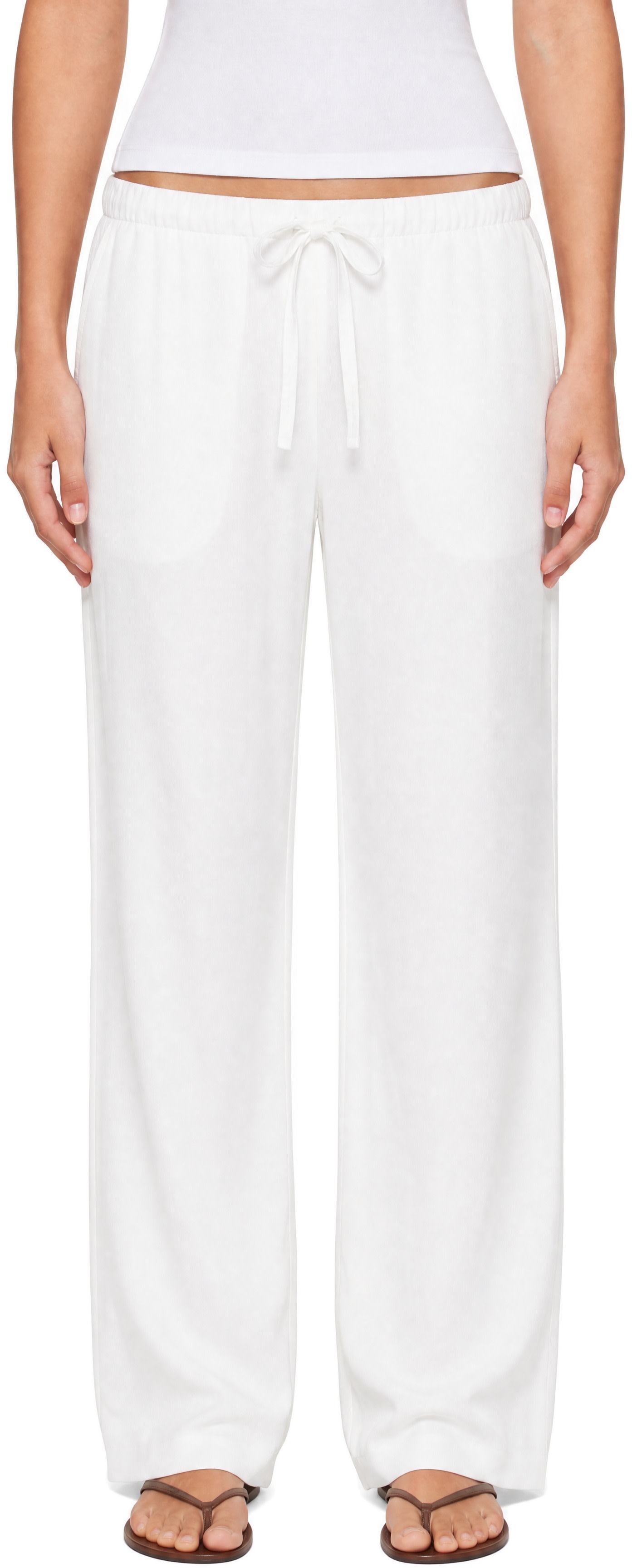 LESET - White Daniel Drawstring Pocket Trousers