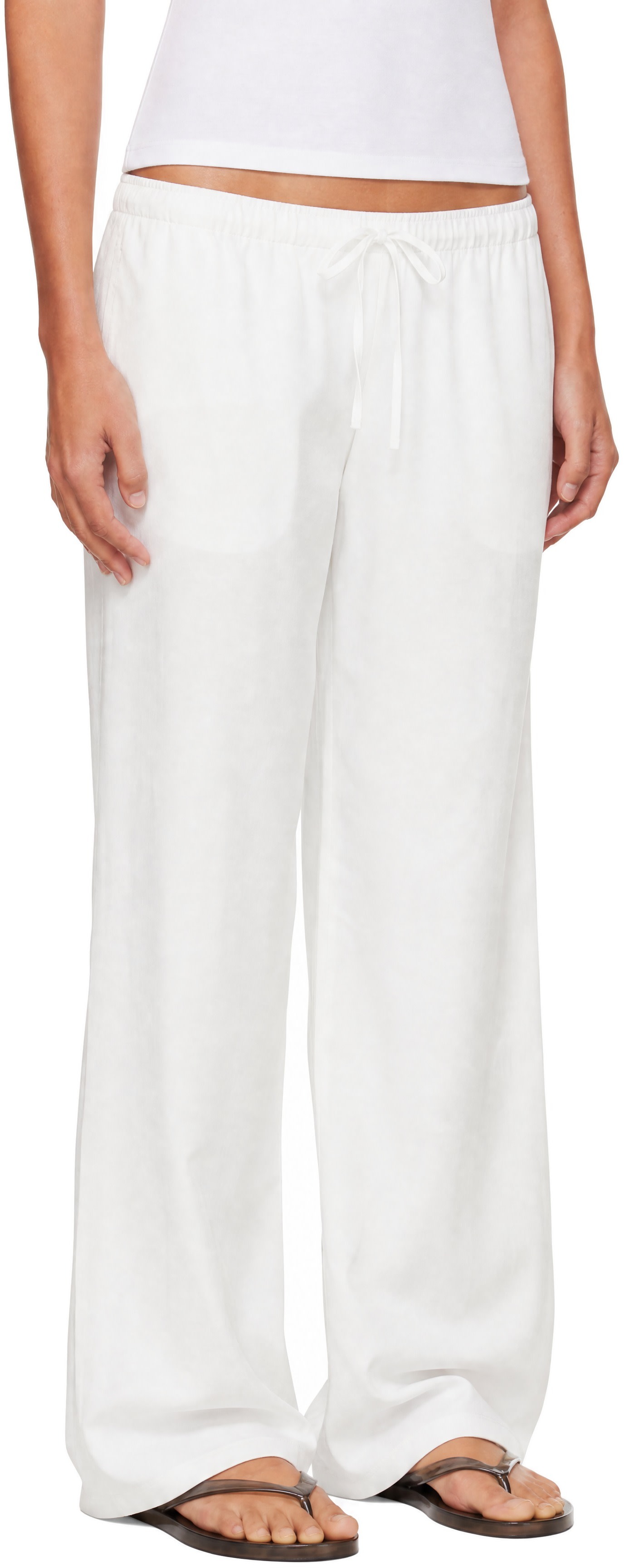 LESET - White Daniel Drawstring Pocket Trousers
