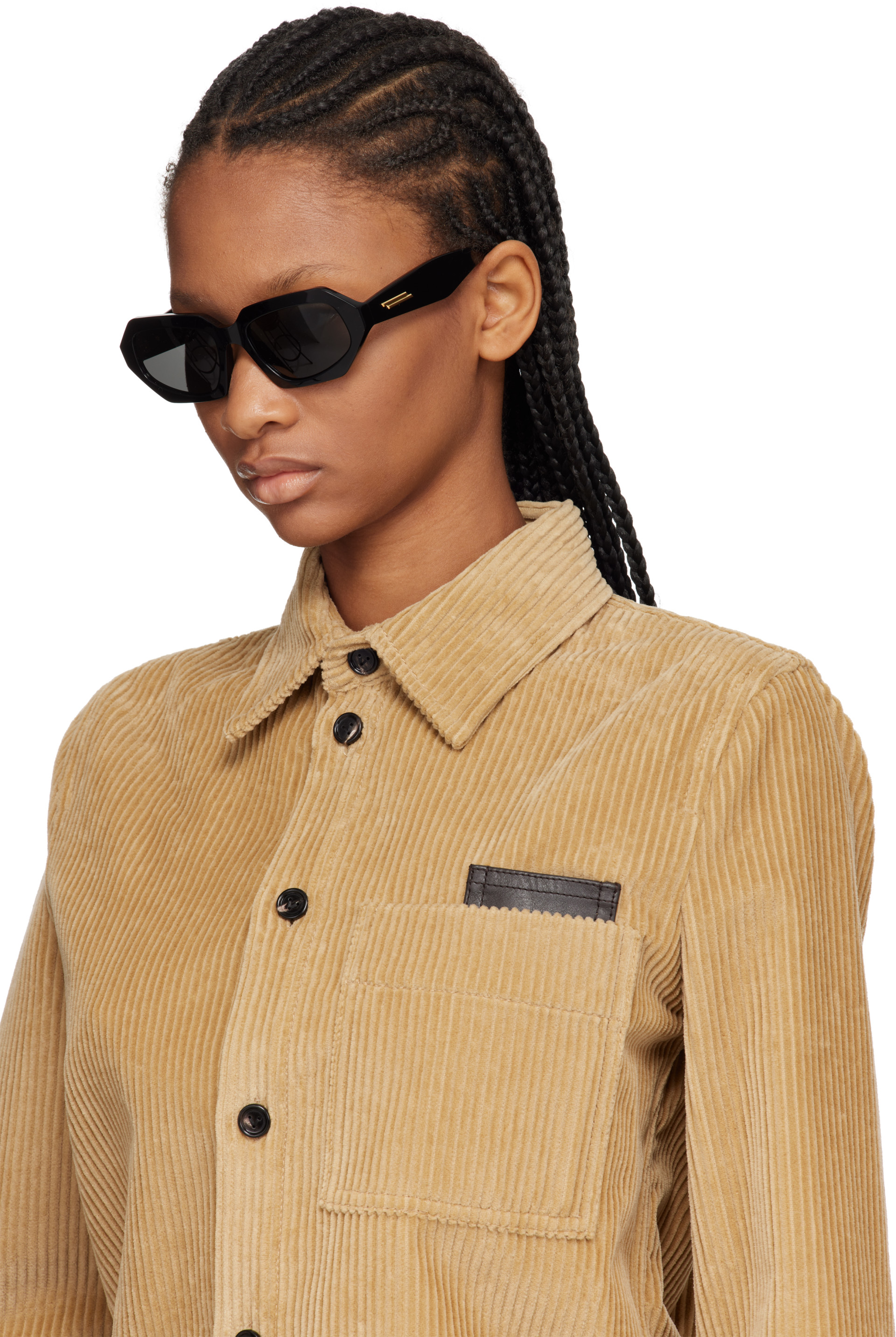 Bottega Veneta: Black Classic Oval Sunglasses | SSENSE