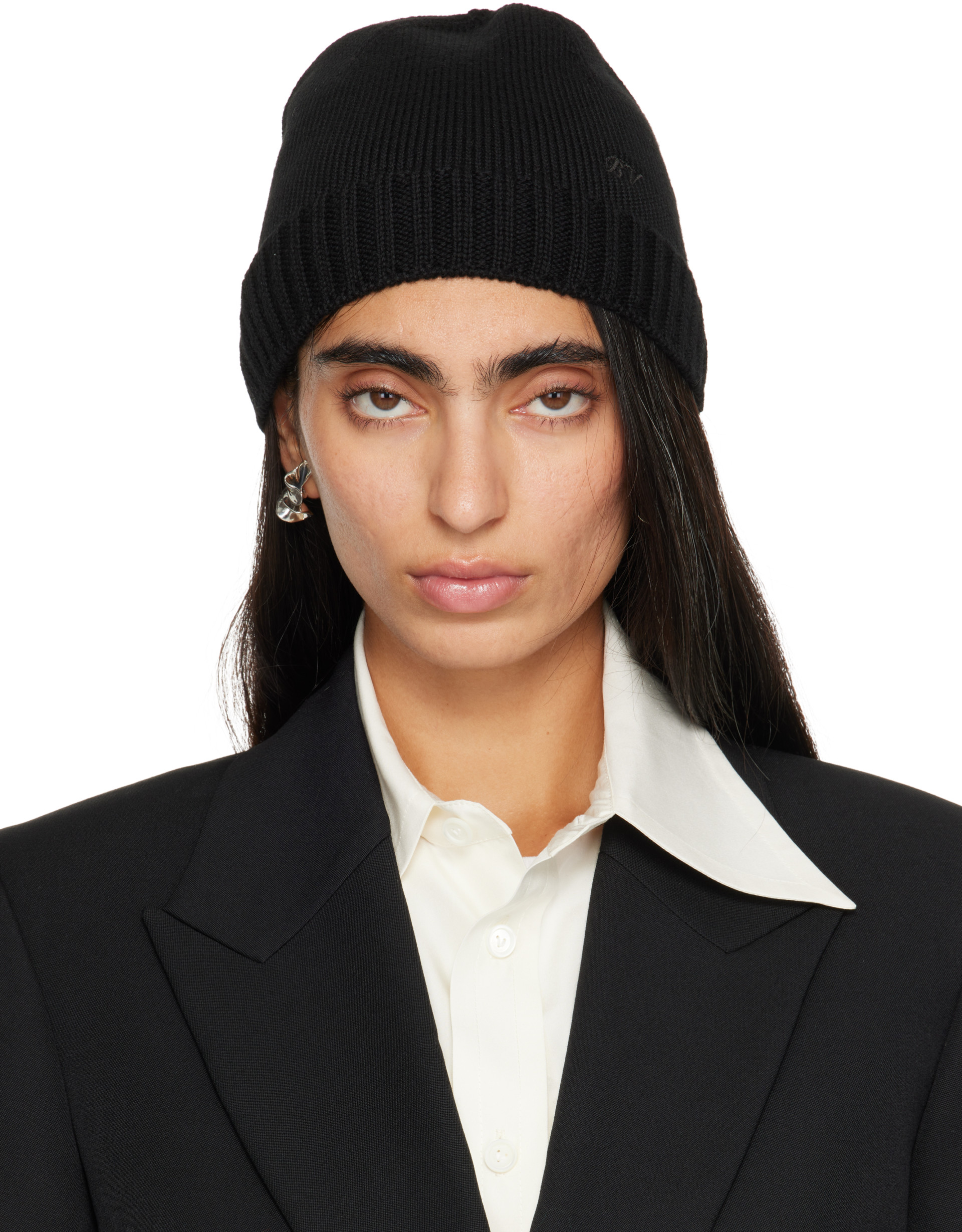 帽子 bottega veneta archive wool knit beanie Bottega Veneta: Black Wool Knit Beanie | SSENSE