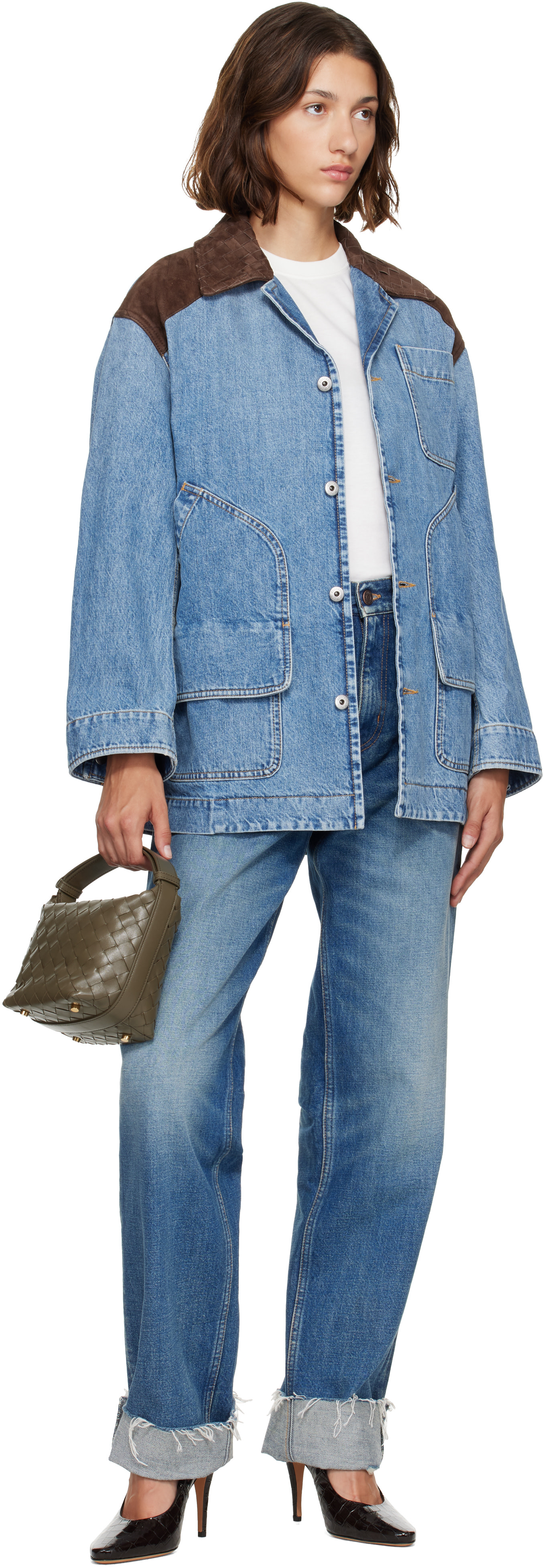 Bottega Veneta: Blue Vintage Denim Jacket | SSENSE Canada