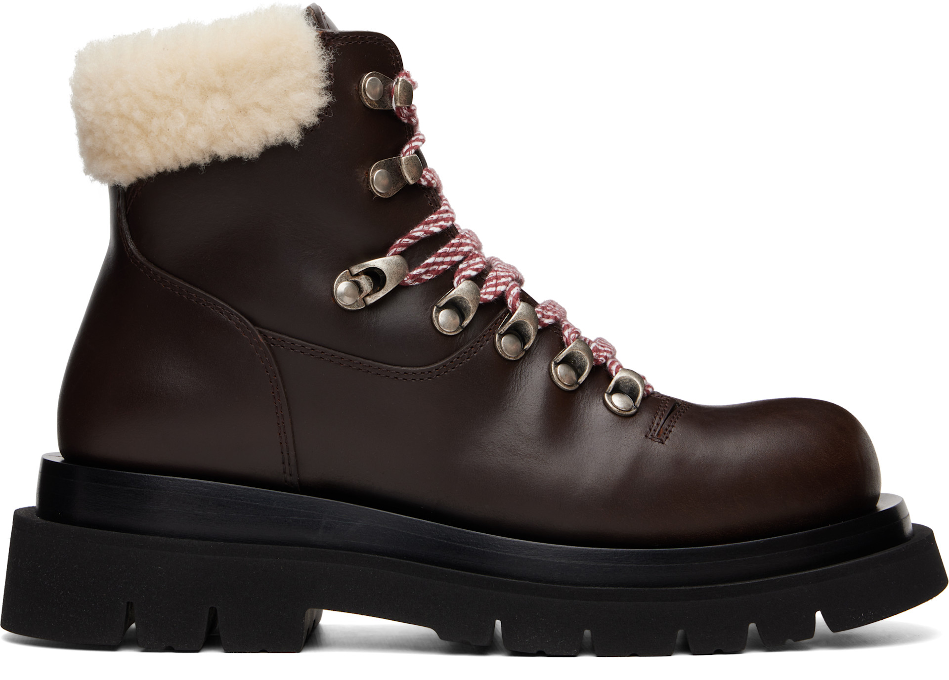 Bottega Veneta: Brown Lug Hiking Ankle Boots | SSENSE