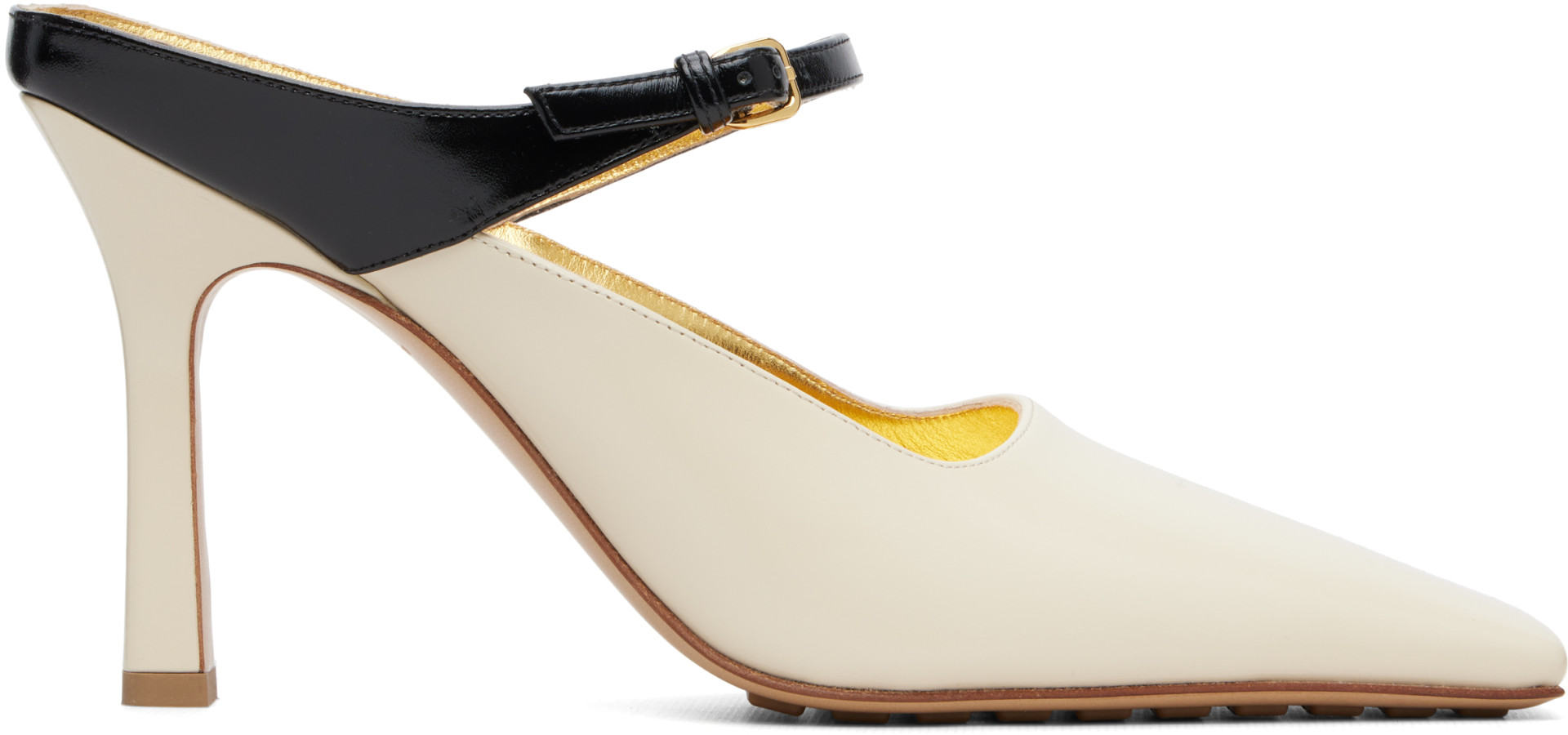 BOTTEGA VENETA ハイヒール Bottega Veneta: オフホワイト＆ブラック Andrea ヒール | SSENSE 日本
