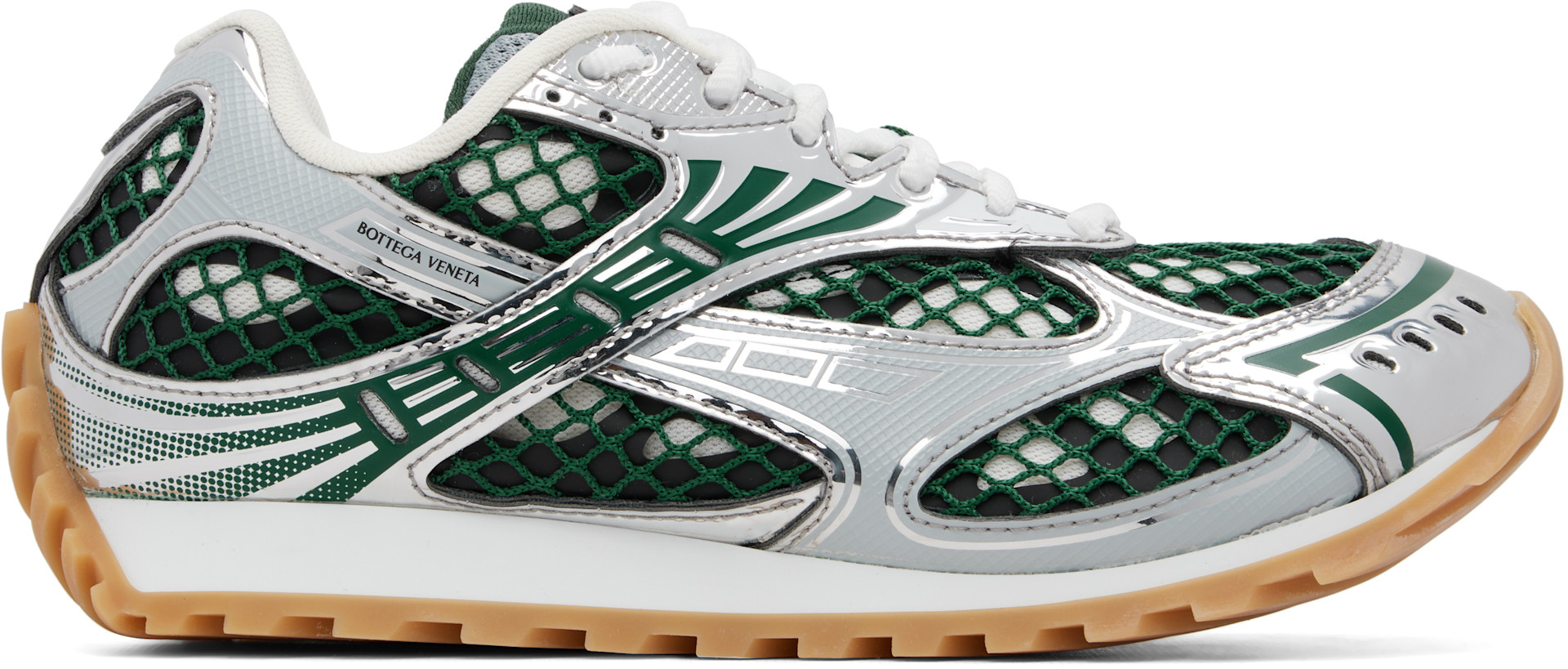 Bottega Veneta - Baskets Orbit argenté et vert