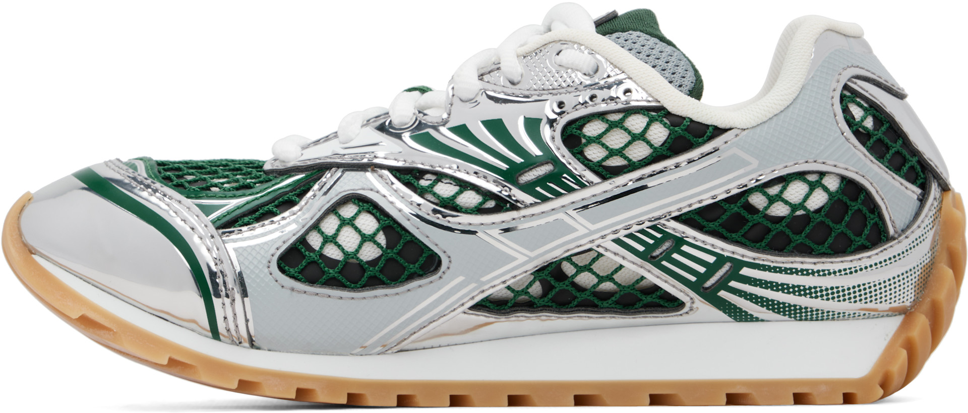Bottega Veneta - Baskets Orbit argenté et vert