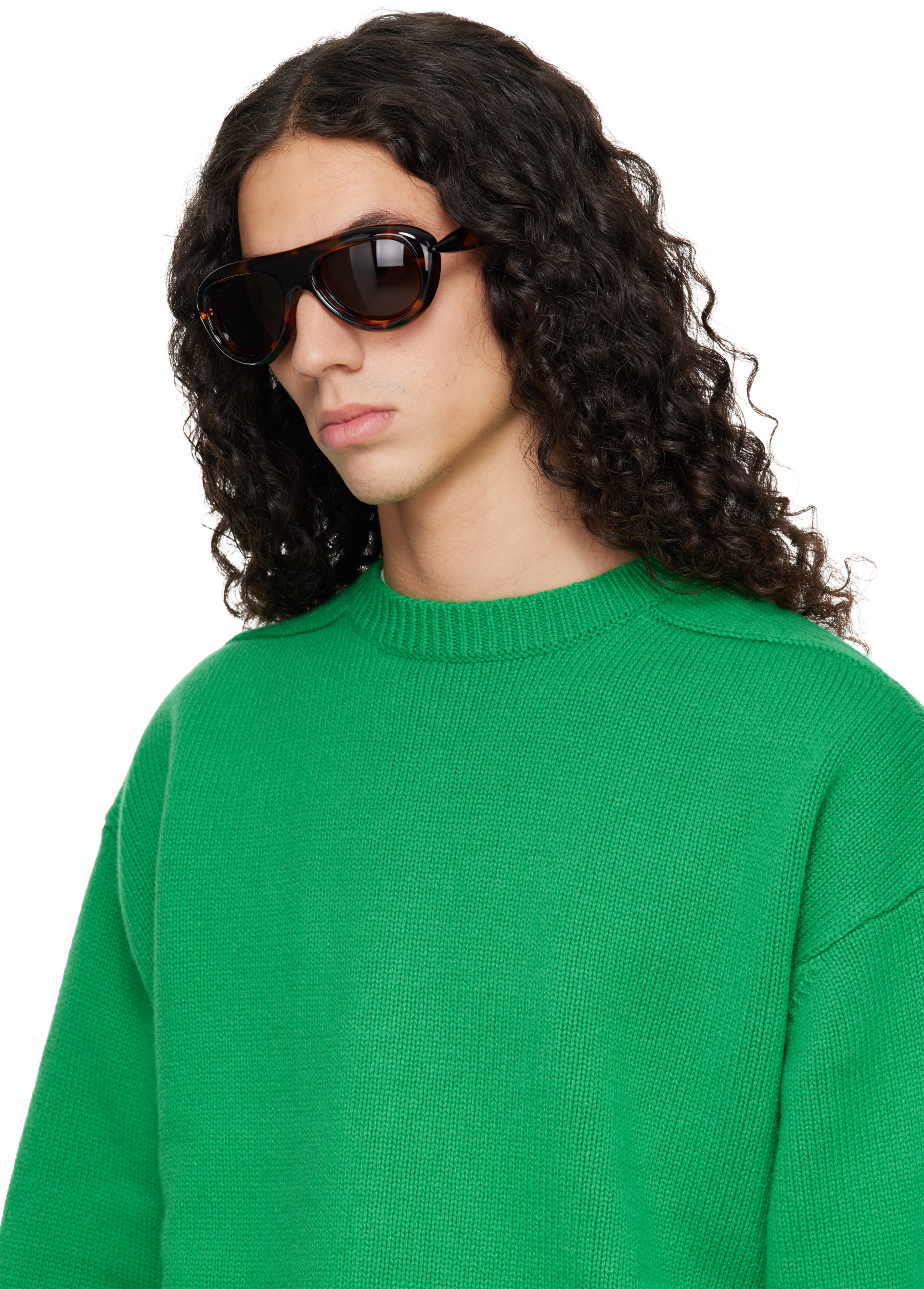 Bottega Veneta: Brown Sardine Aviator Sunglasses | SSENSE Canada