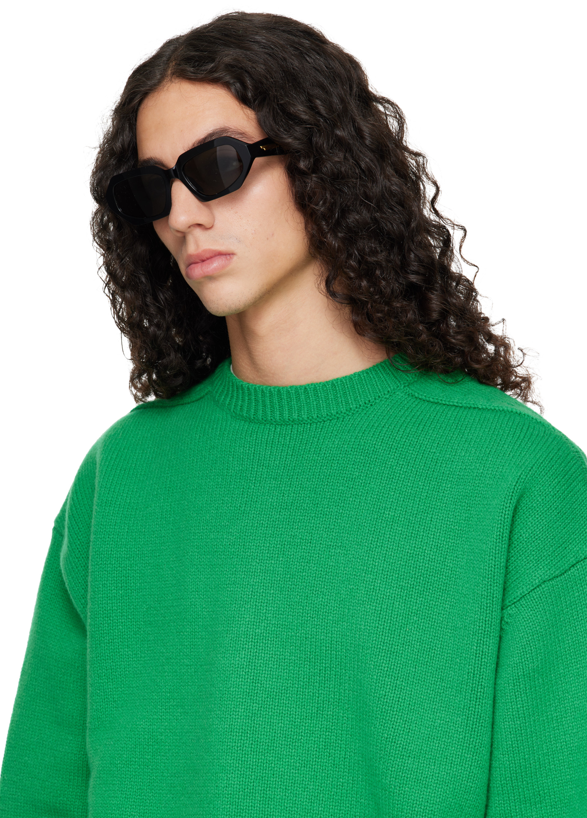 Bottega Veneta: Black Classic Oval Sunglasses | SSENSE
