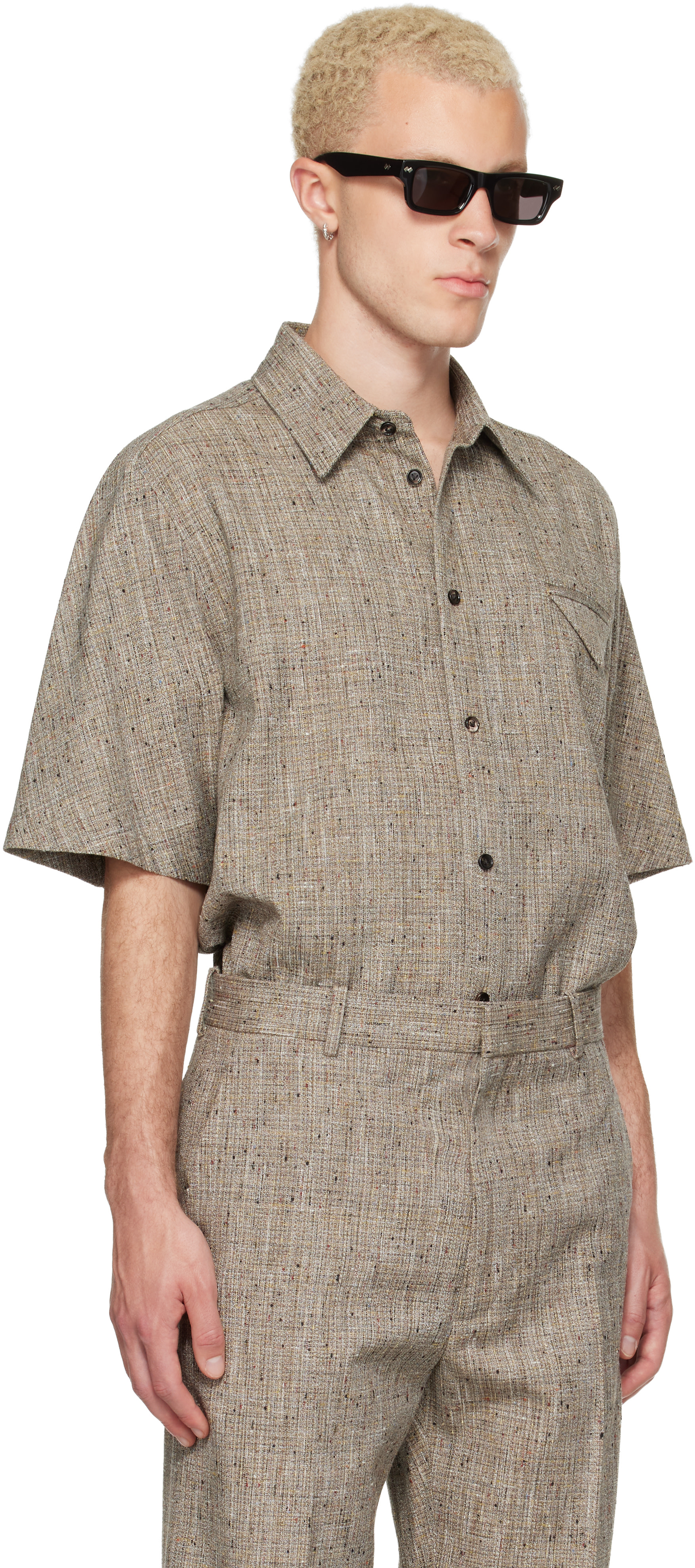 Bottega Veneta: Taupe Fleck Viscose Shirt | SSENSE Denmark