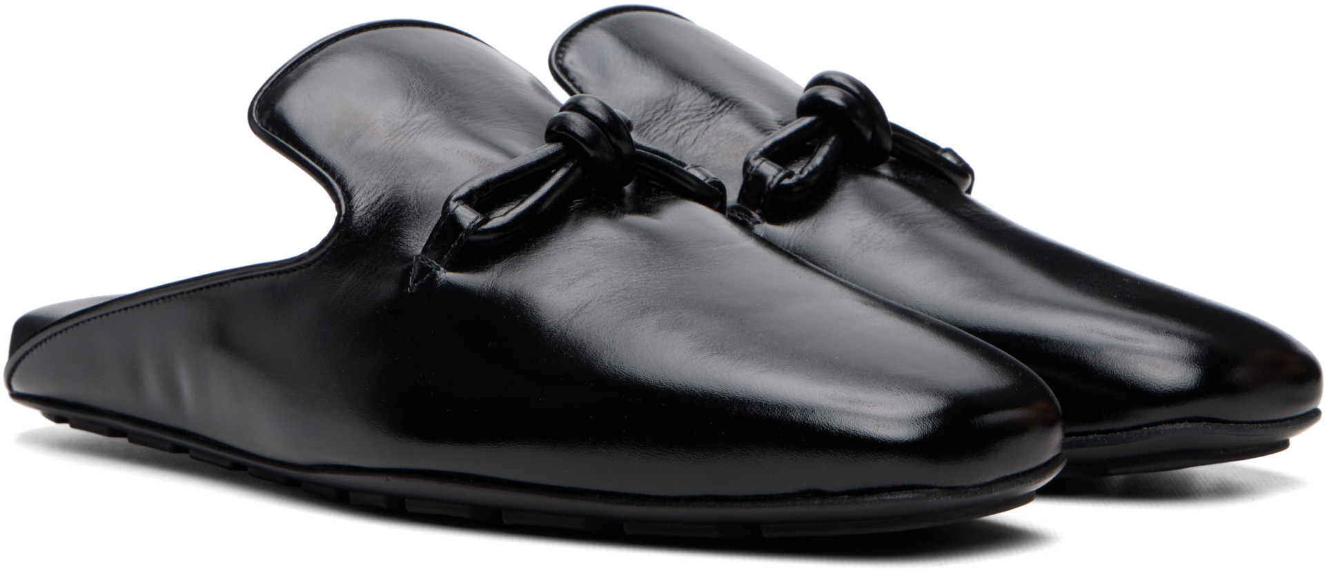 Bottega Veneta: Black Roma Slipper Loafers | SSENSE