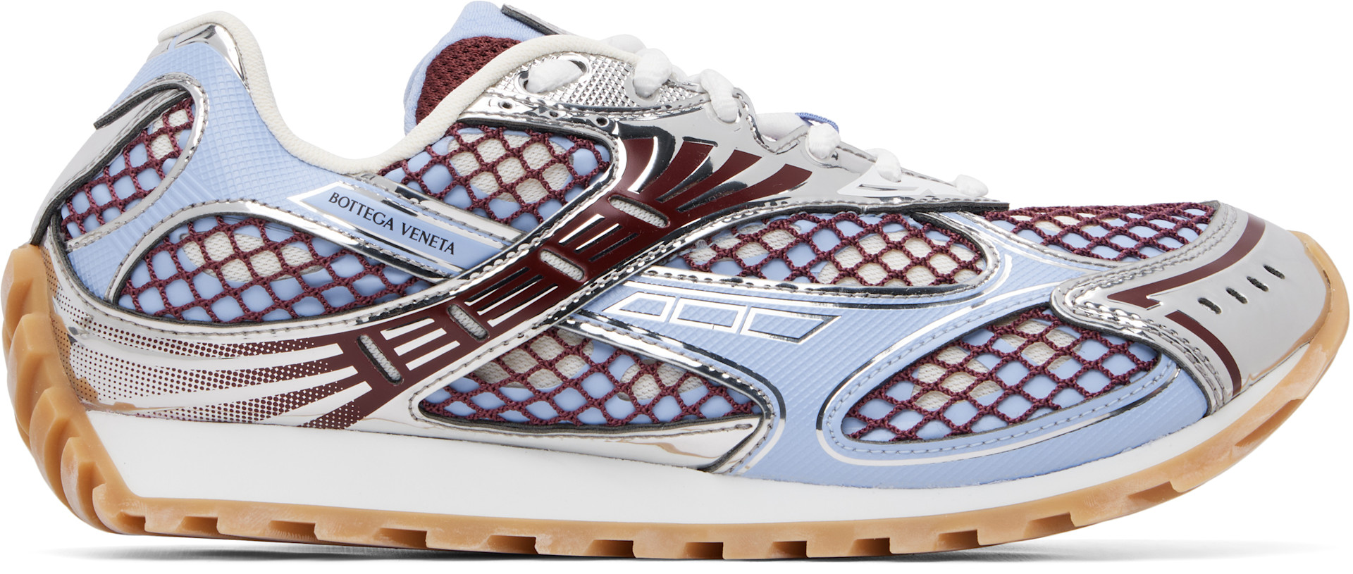 Bottega Veneta: Blue & Burgundy Orbit Sneakers | SSENSE