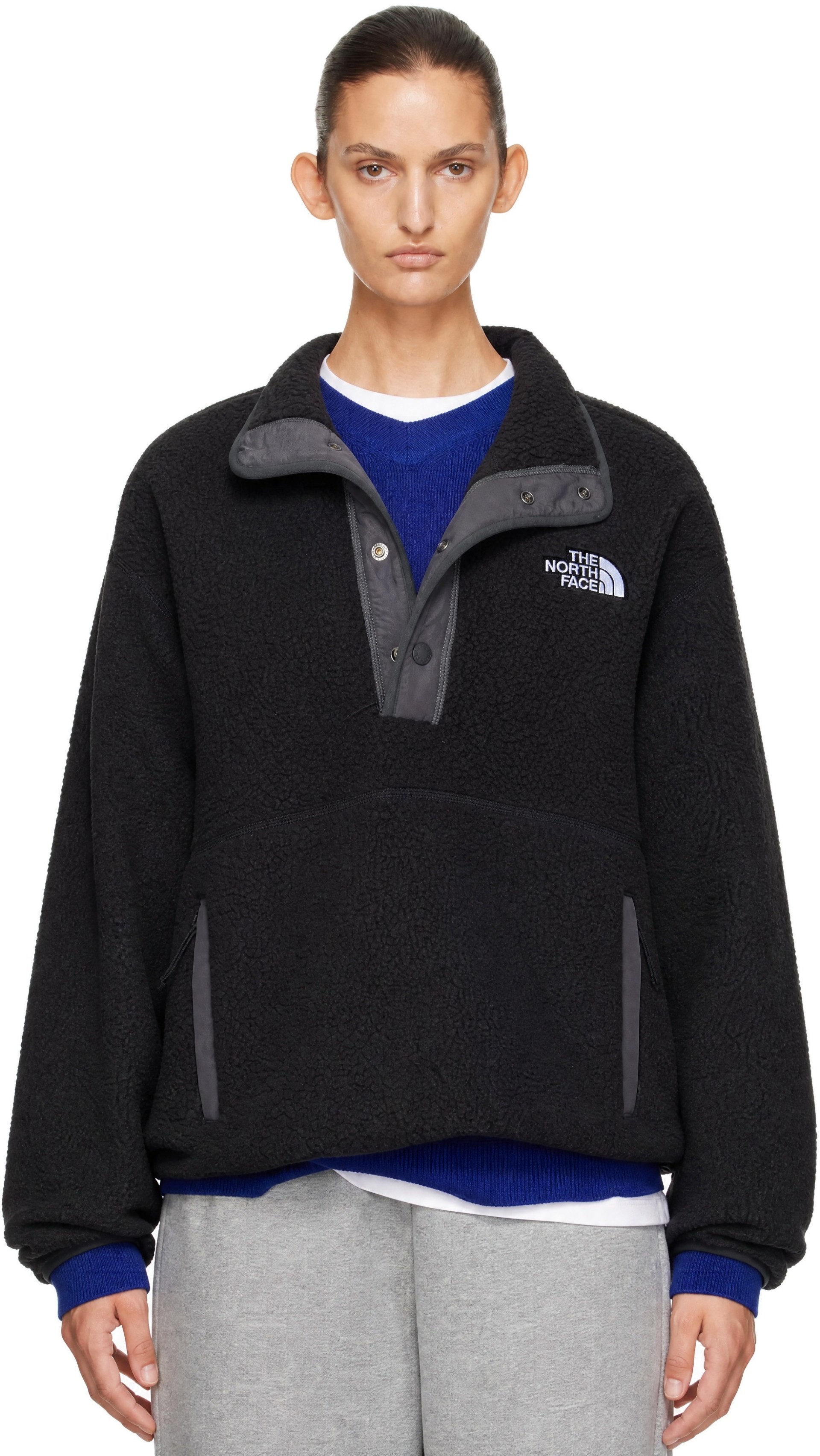 The North Face - Pull Cragmont noir en molleton à boutons-pression