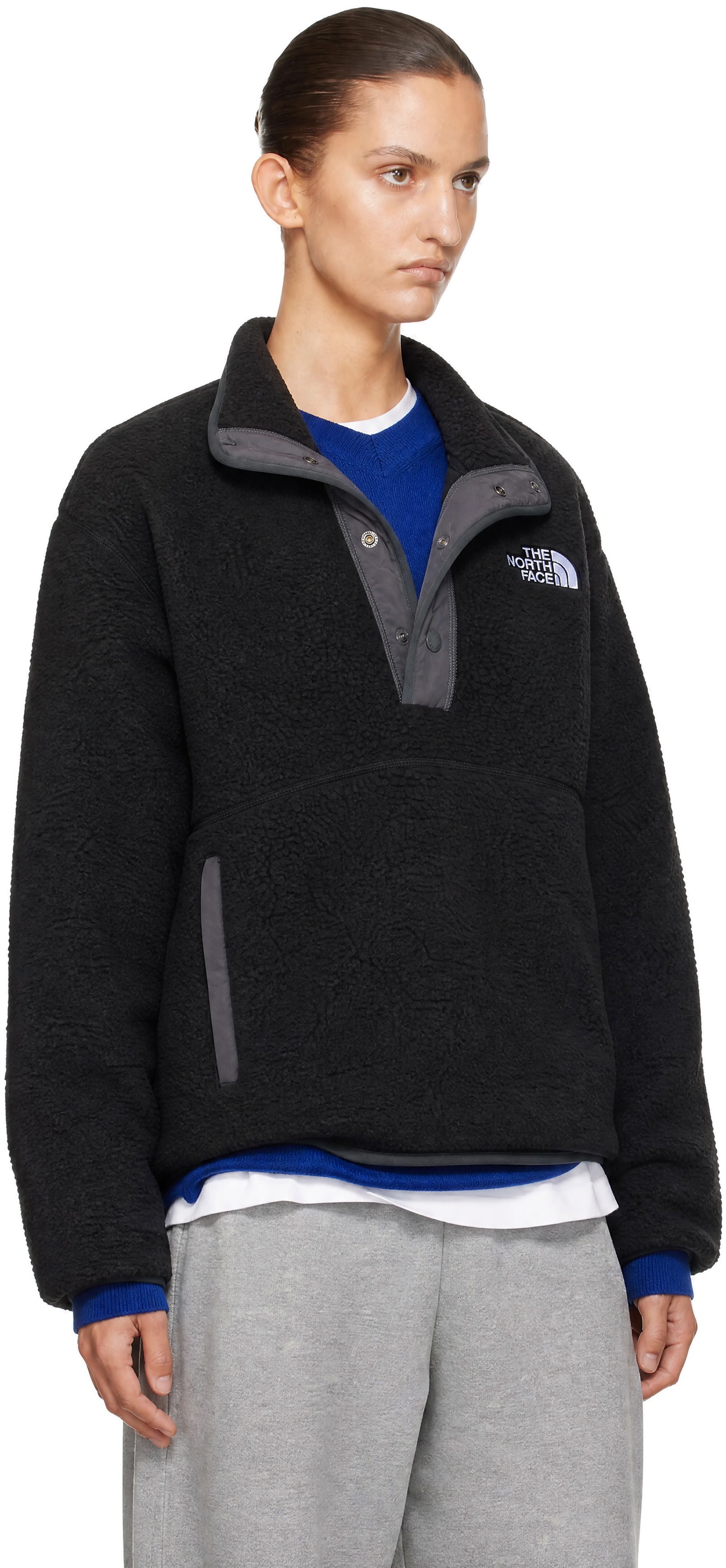 The North Face - Pull Cragmont noir en molleton à boutons-pression