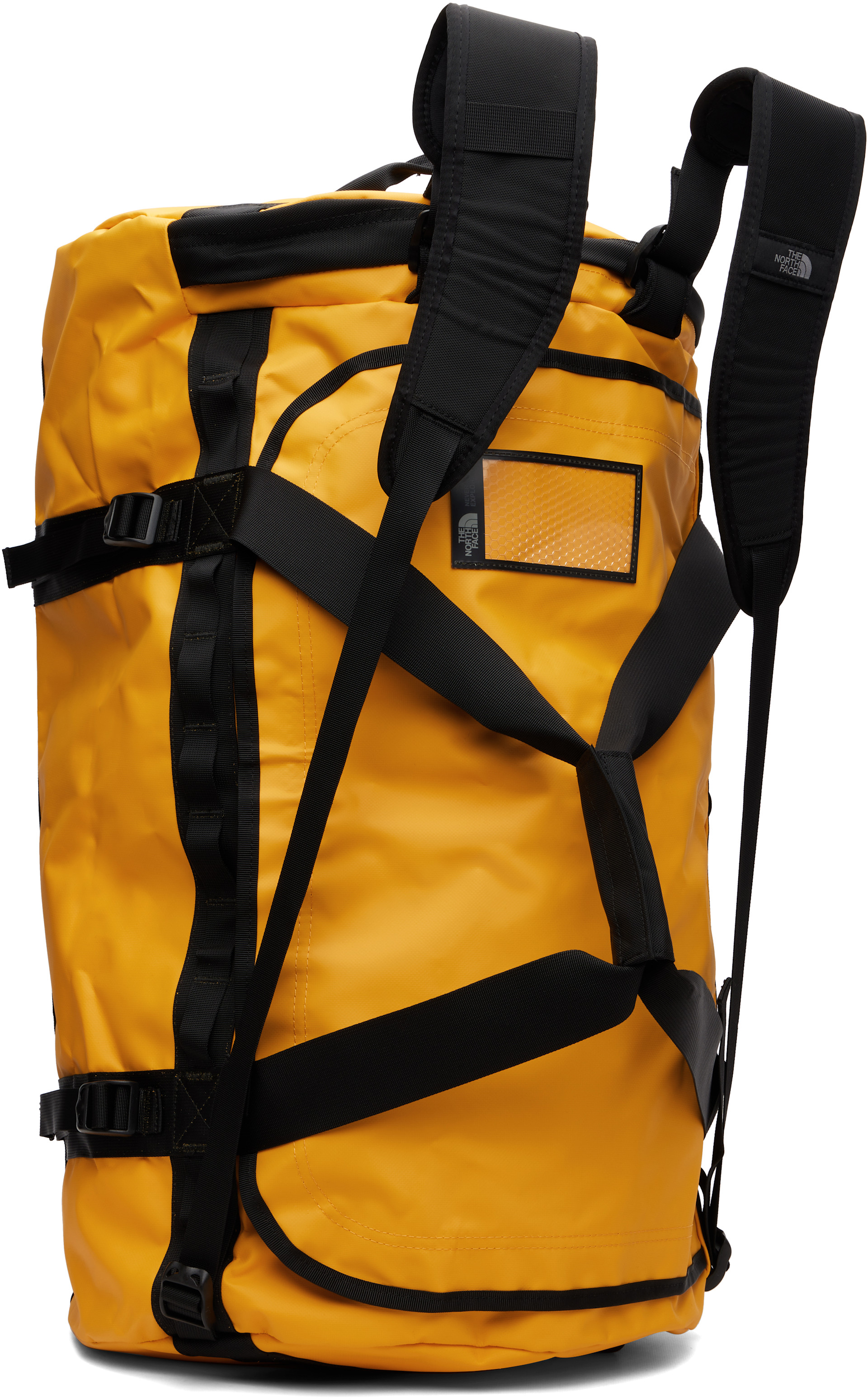 黄 込み North Face Arc Logo Base Duffle Bag The North Face: Yellow Base Camp L Duffle Bag | SSENSE