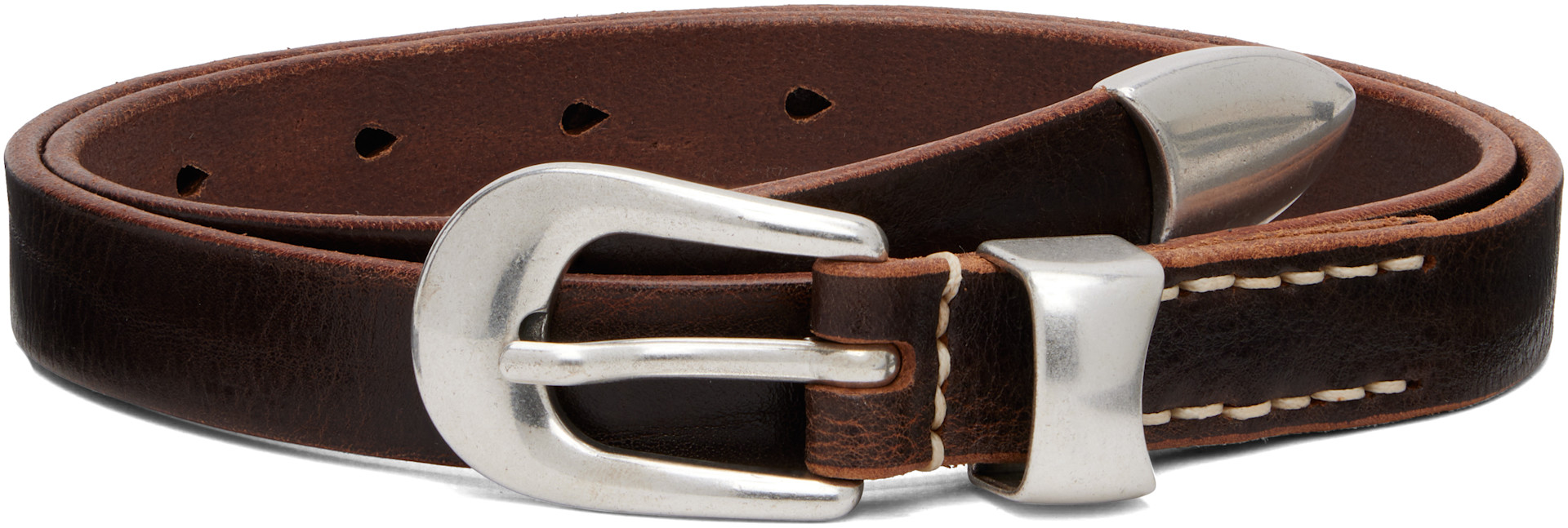 Our legacy 2cm belt　70 brown OUR LEGACY: Brown 2cm Belt | SSENSE