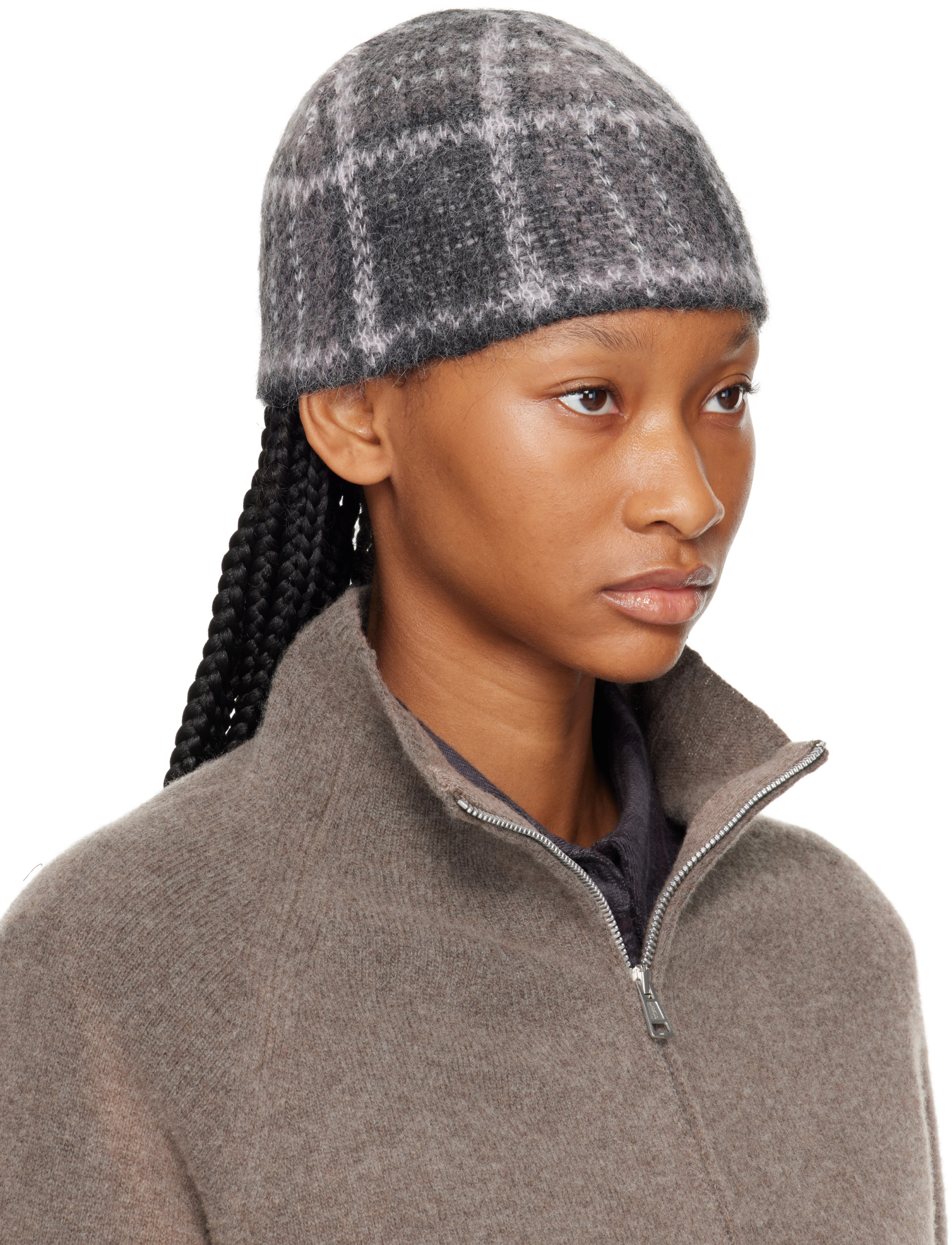 OUR LEGACY: Gray Check Beanie | SSENSE Canada