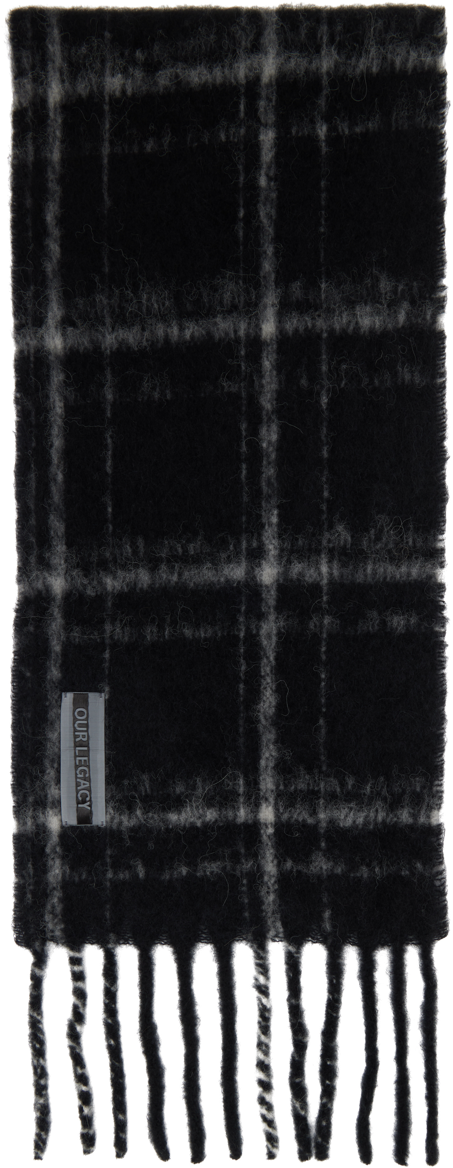 ラ*イ様 【OUR LEGACY】ESTATE SCARF / Black Ch OUR LEGACY: Black Estate Scarf | SSENSE