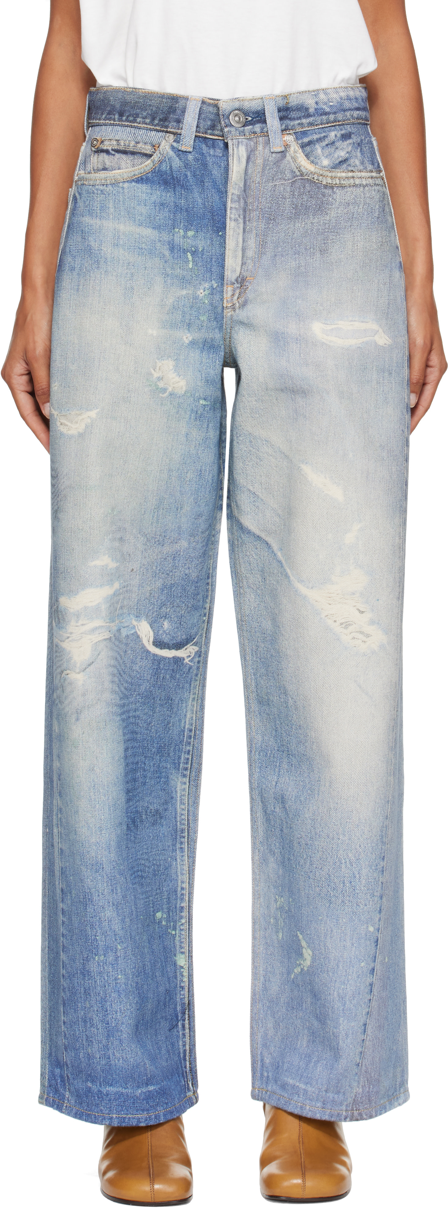 our legacy レザーパッチ　デニム OUR LEGACY: Blue Full Cut Jeans | SSENSE