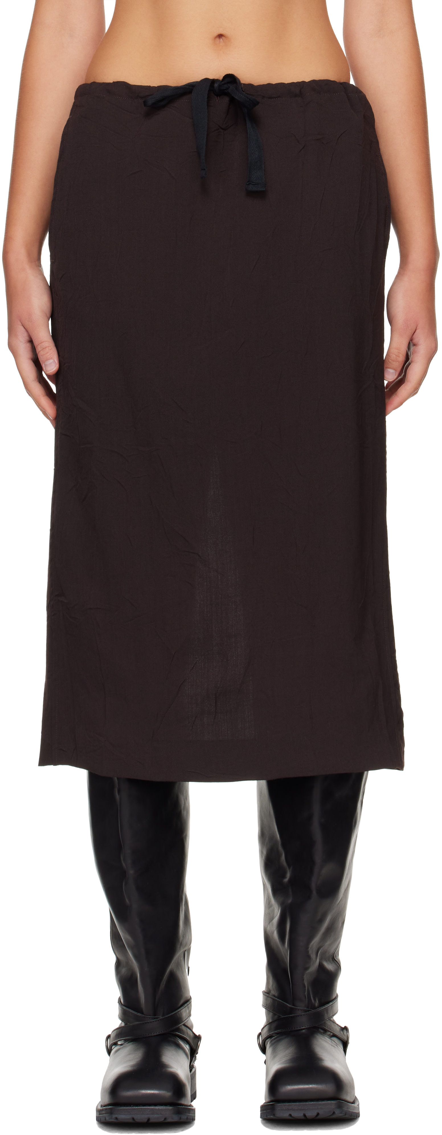 OUR LEGACY - Jupe midi Crush brune