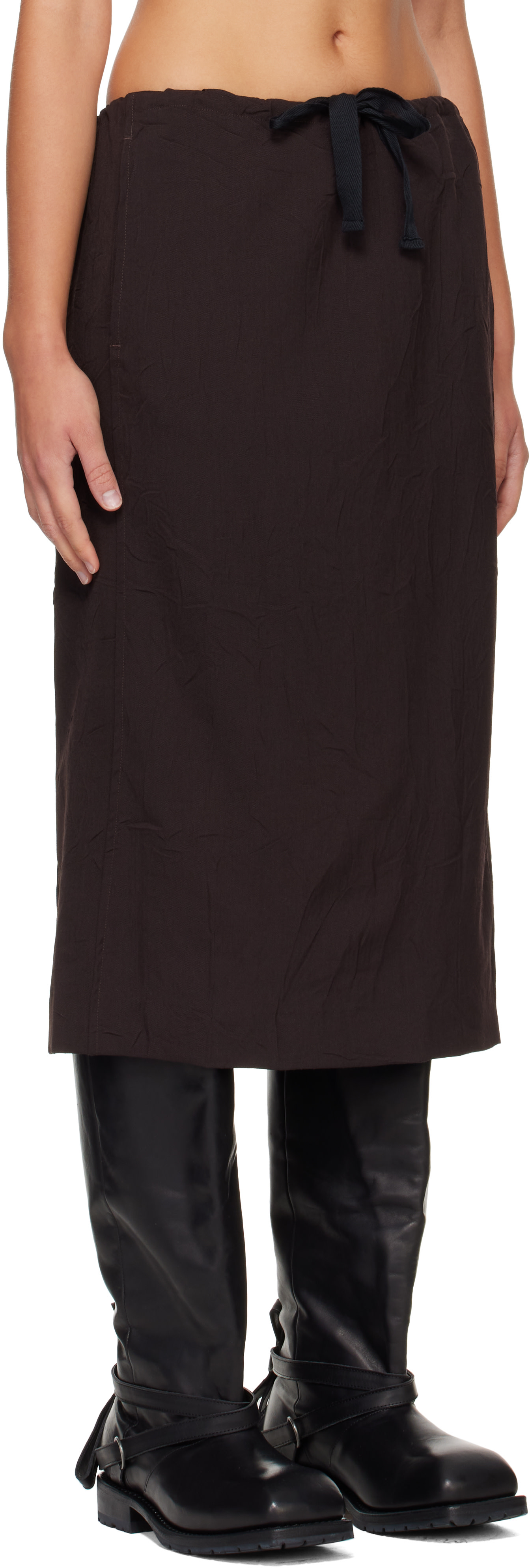 OUR LEGACY - Jupe midi Crush brune