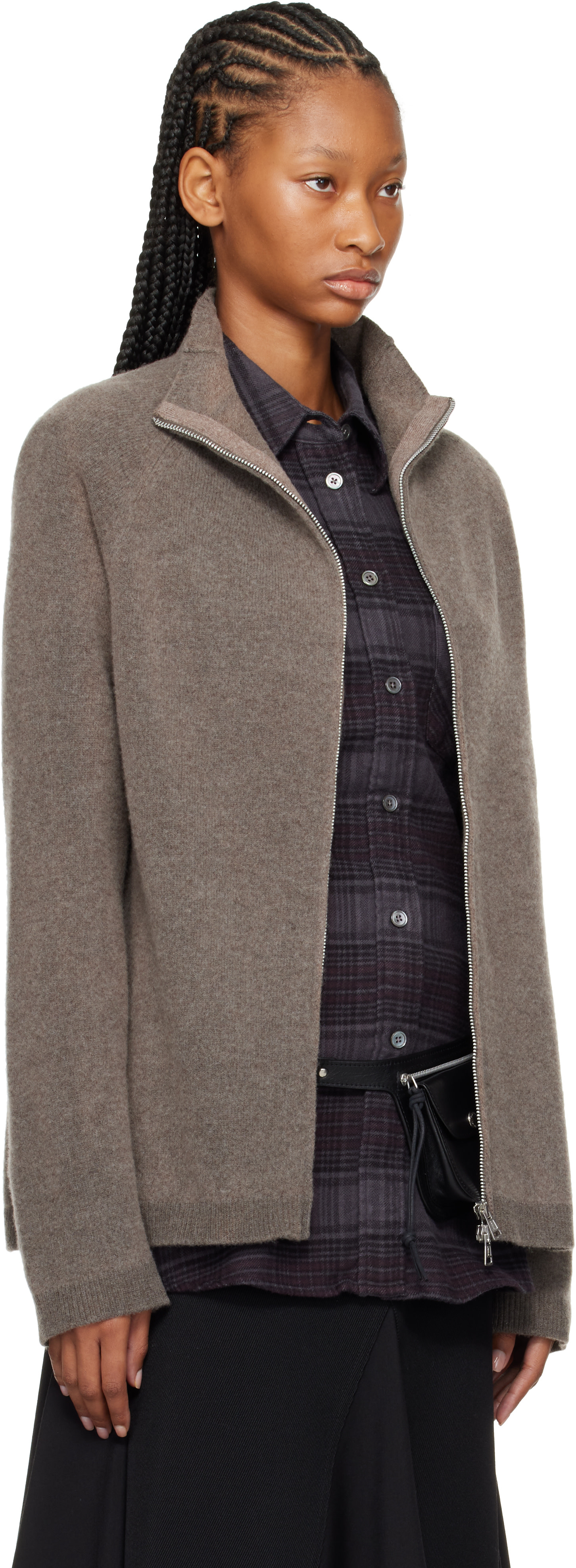 OUR LEGACY - Pull Dash taupe à glissière
