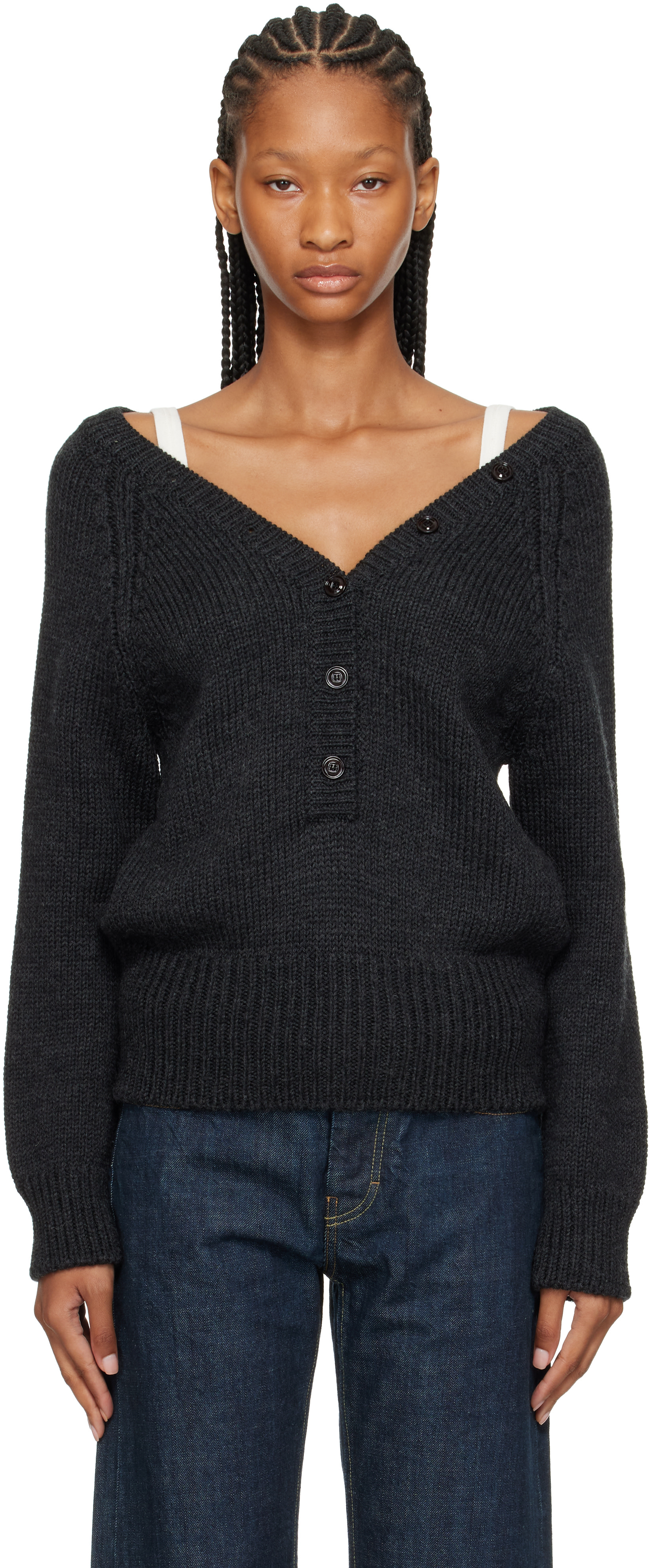 OUR LEGACY - Pull de style henley Country gris