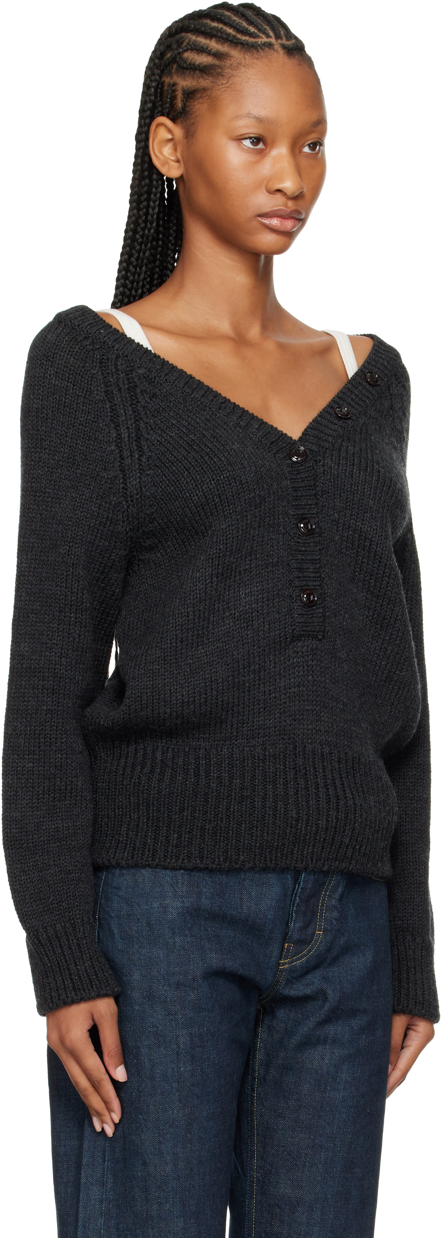 OUR LEGACY - Pull de style henley Country gris
