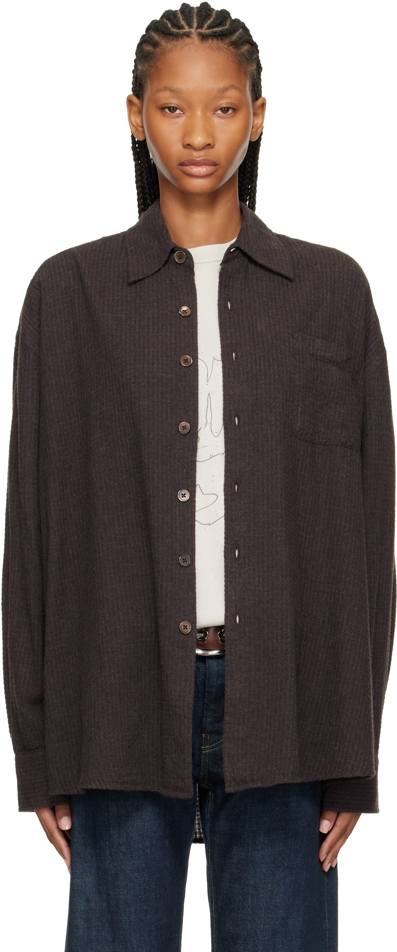 OUR LEGACY - Chemise Borrowed brune