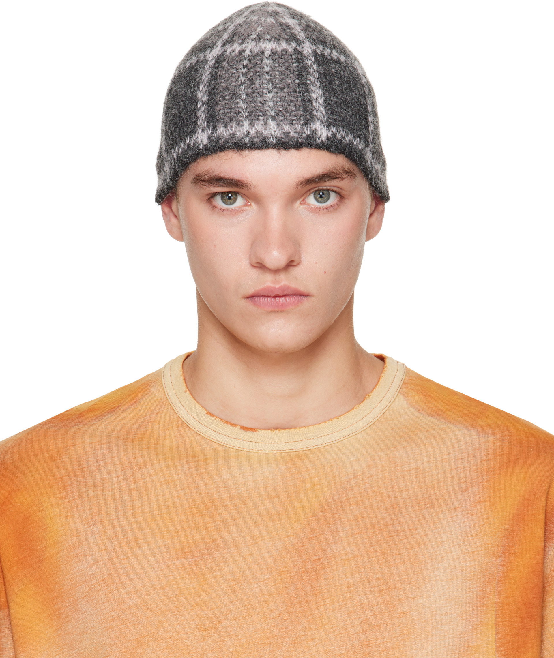 OUR LEGACY - Gray Knit Check Beanie