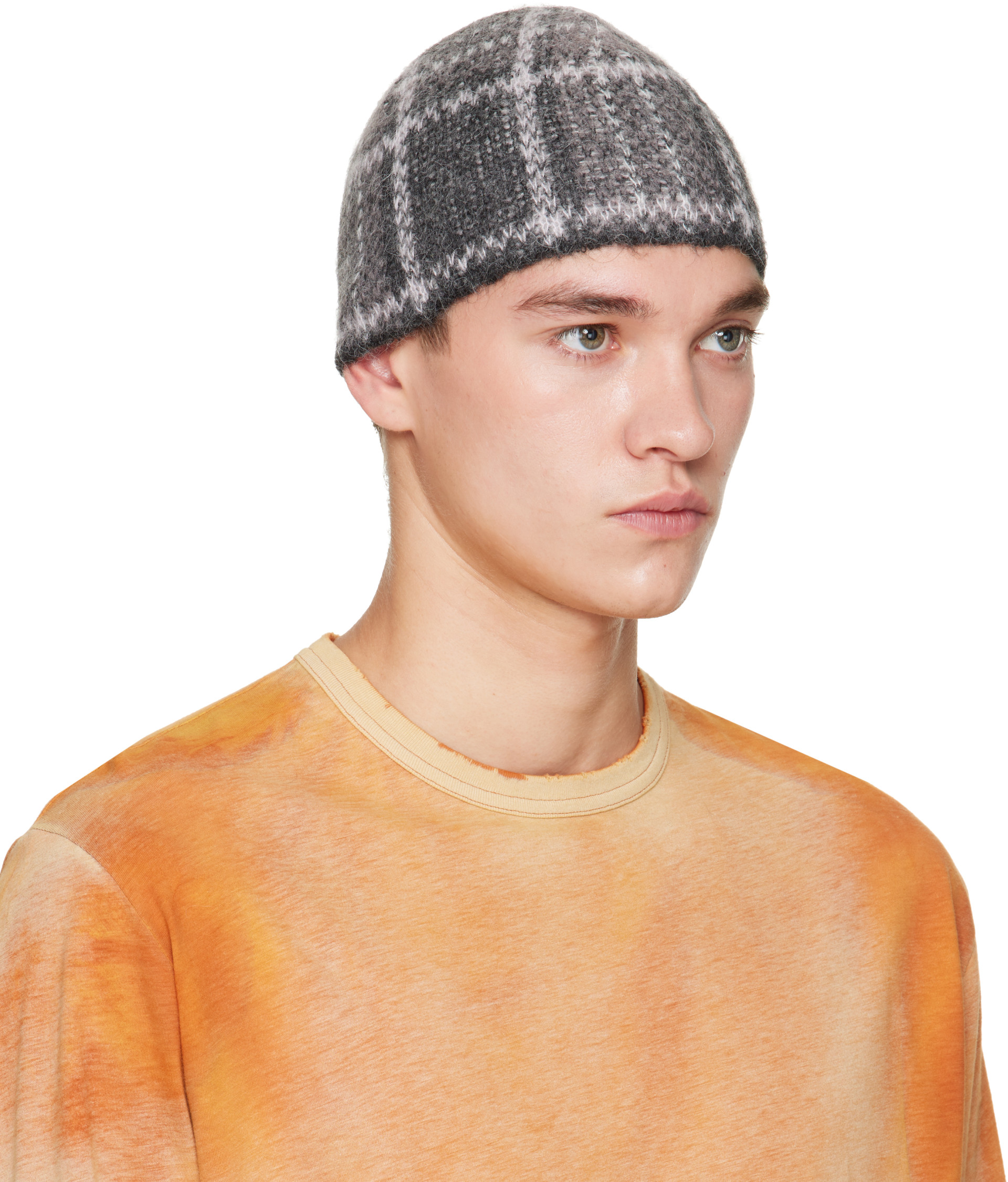 OUR LEGACY - Gray Knit Check Beanie