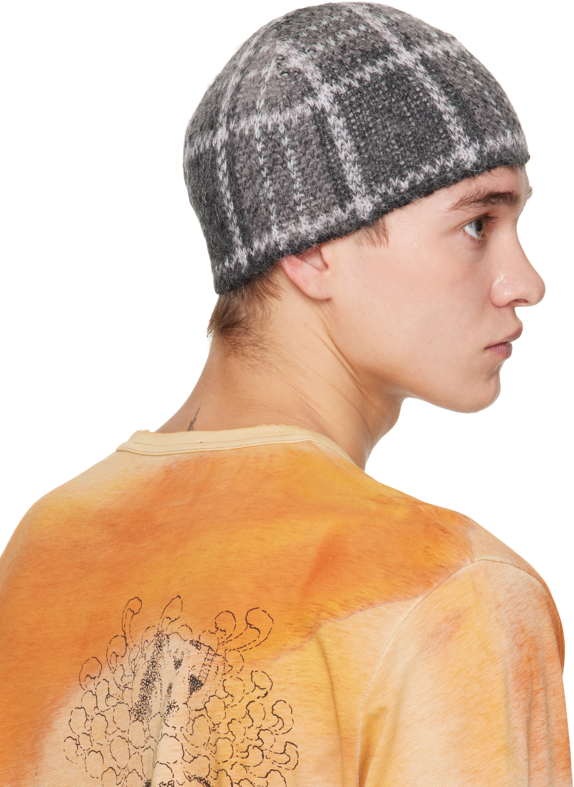 OUR LEGACY - Gray Knit Check Beanie