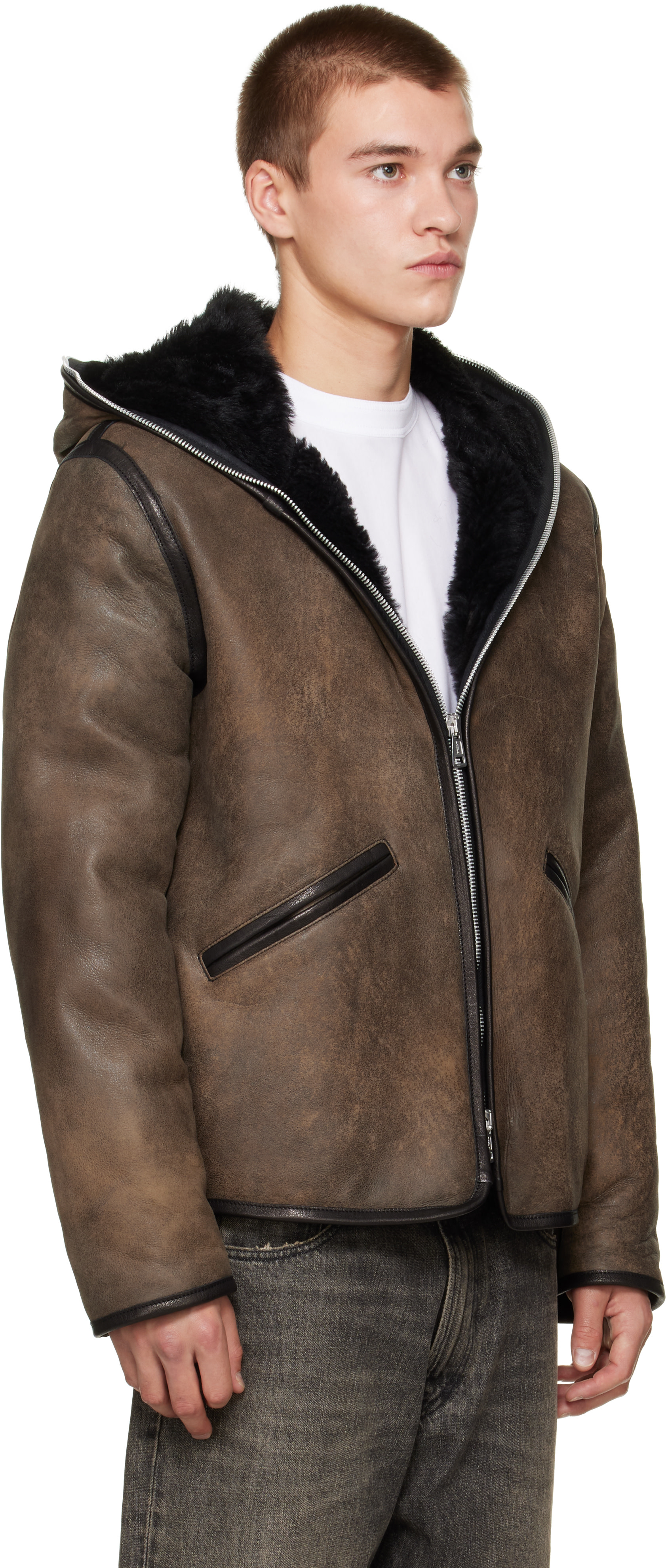 OUR LEGACY - Brown Leather Full Zip Jacket