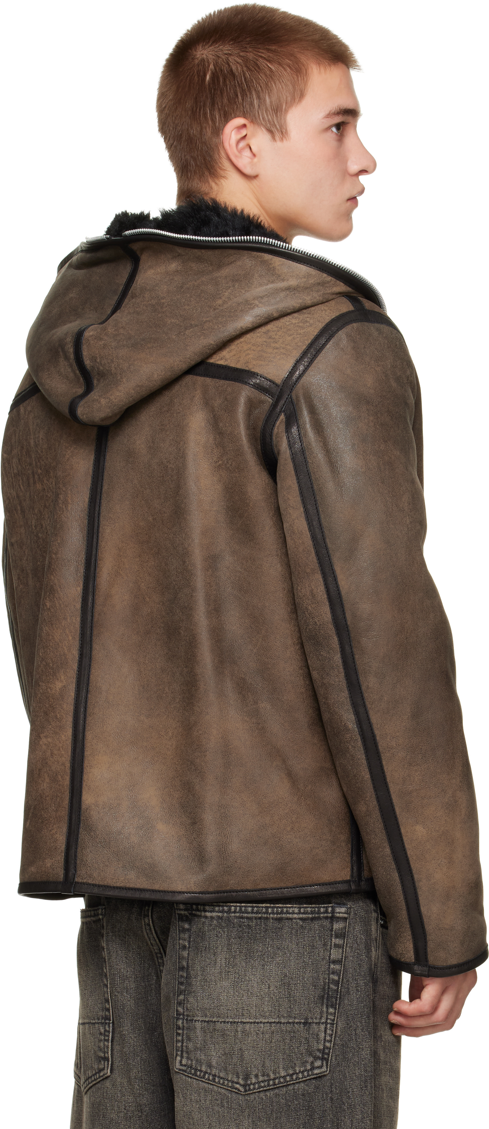 OUR LEGACY - Brown Leather Full Zip Jacket