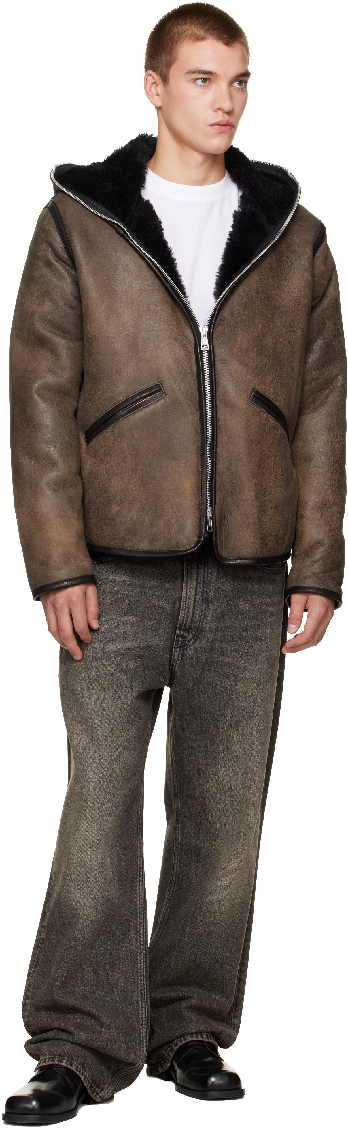 OUR LEGACY - Brown Leather Full Zip Jacket
