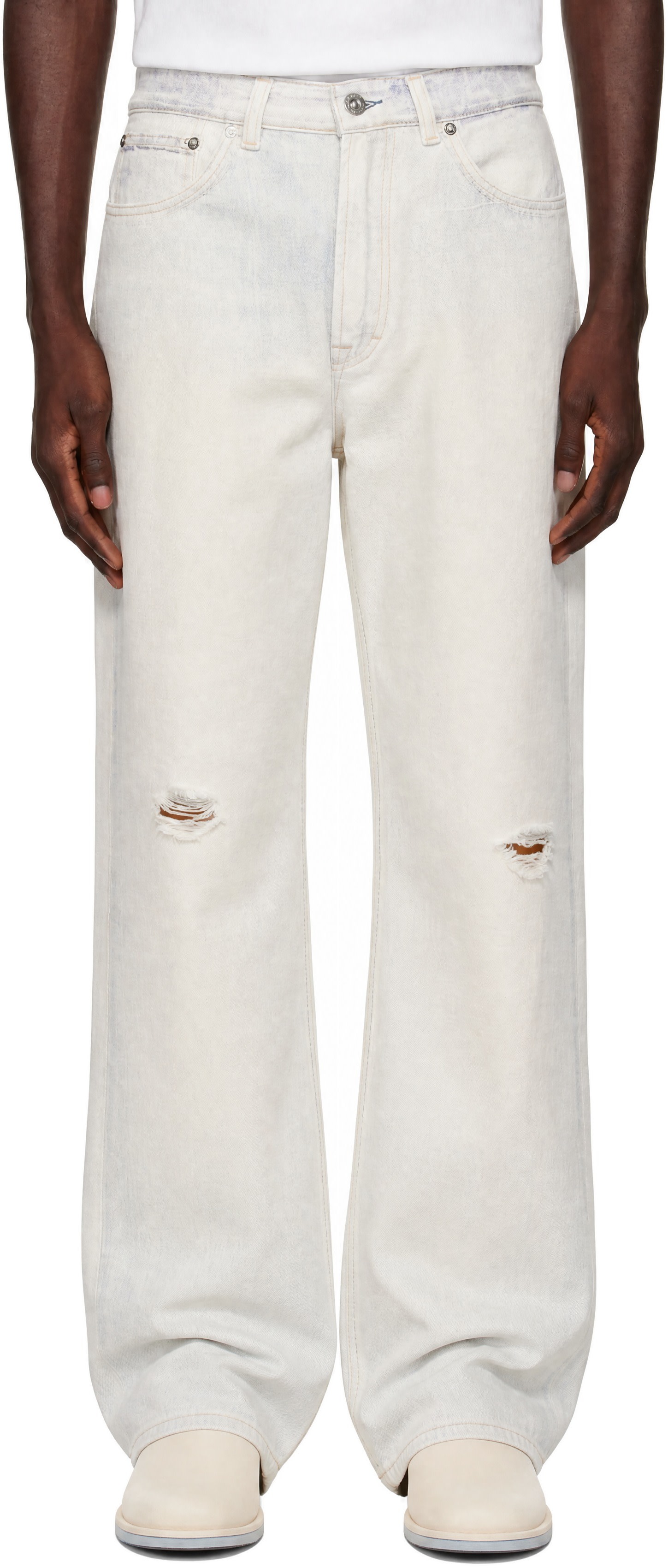 OUR LEGACY - Off-White & Blue Third Cut Jeans